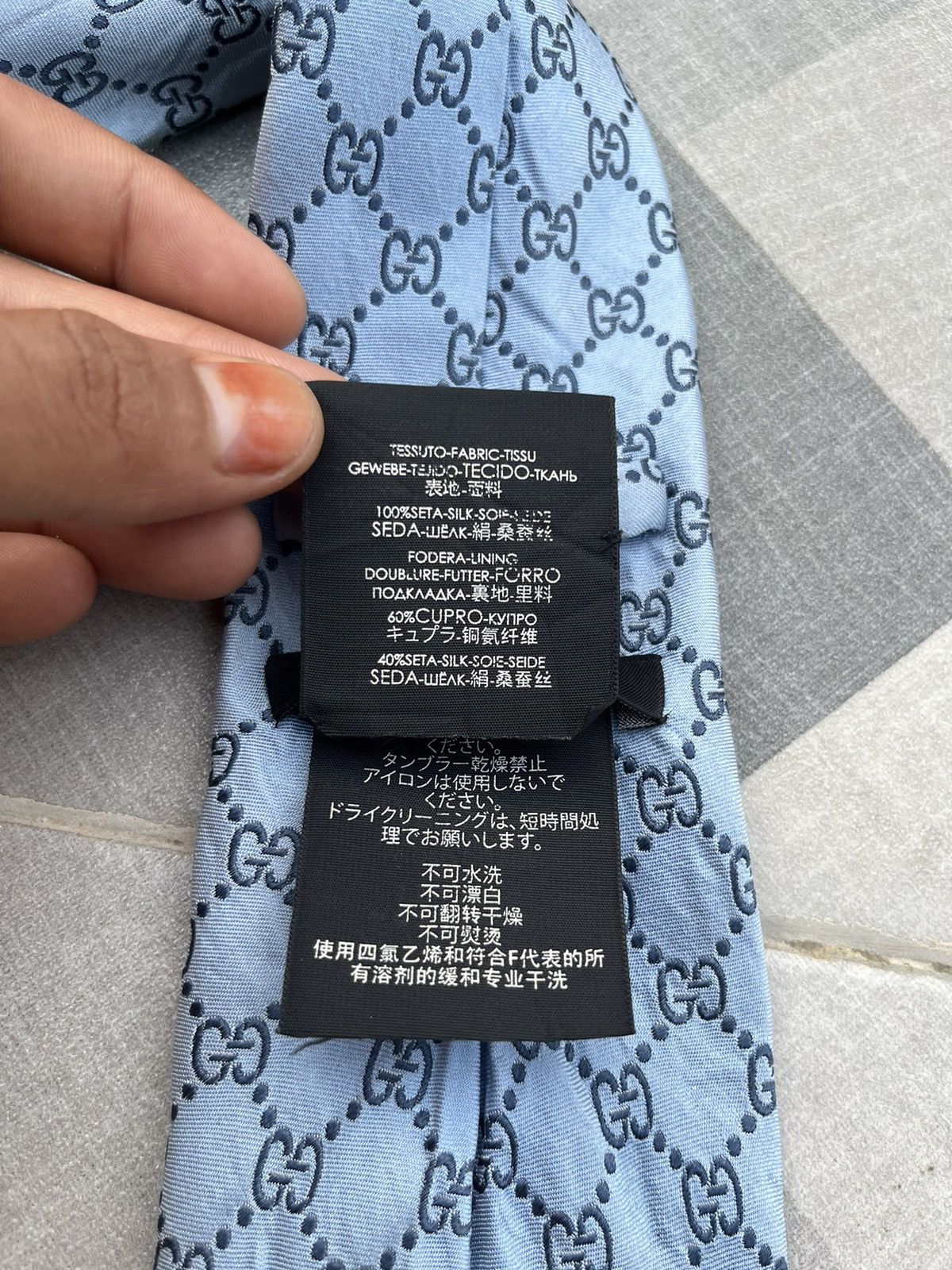 Gucci 90’s Gucci GG Sky Blue Silk Tie Size ONE SIZE - 7 Thumbnail