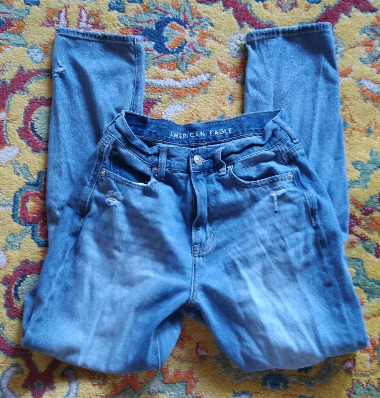 American Eagle Outfitters Women American Eagle Distressed Riped Jeans Size 4 Blue Size 27" / US 4 / IT 40 - 1 Thumbnail