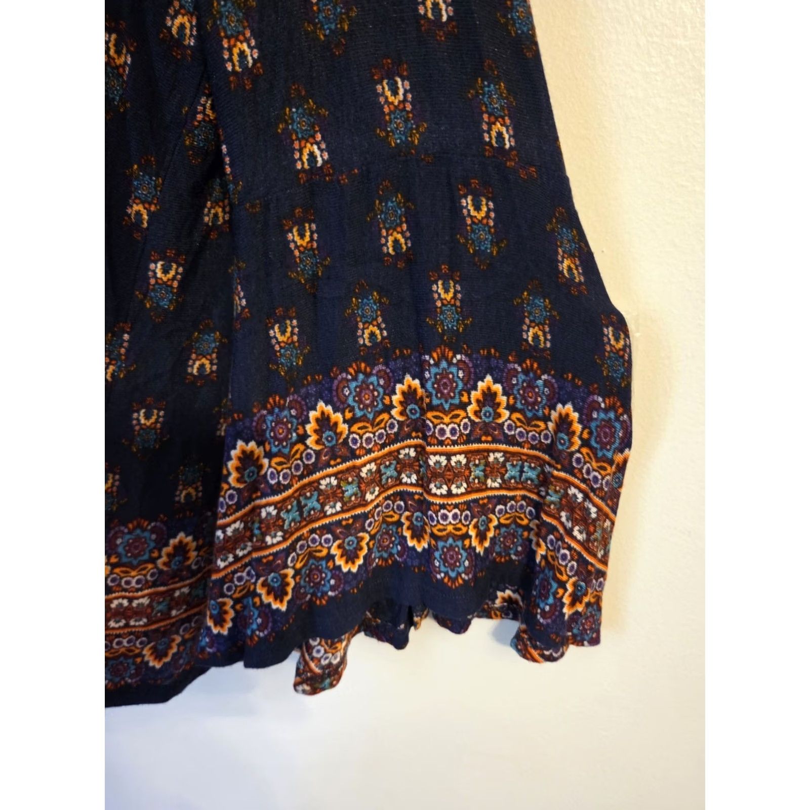 Vintage VINTAGE America Blues Navy Blue Embroidered Stretchy Sheer Top Bohemian Hippie XL Blouse Womens Size XL / US 12-14 / IT 48-50 - 5 Thumbnail