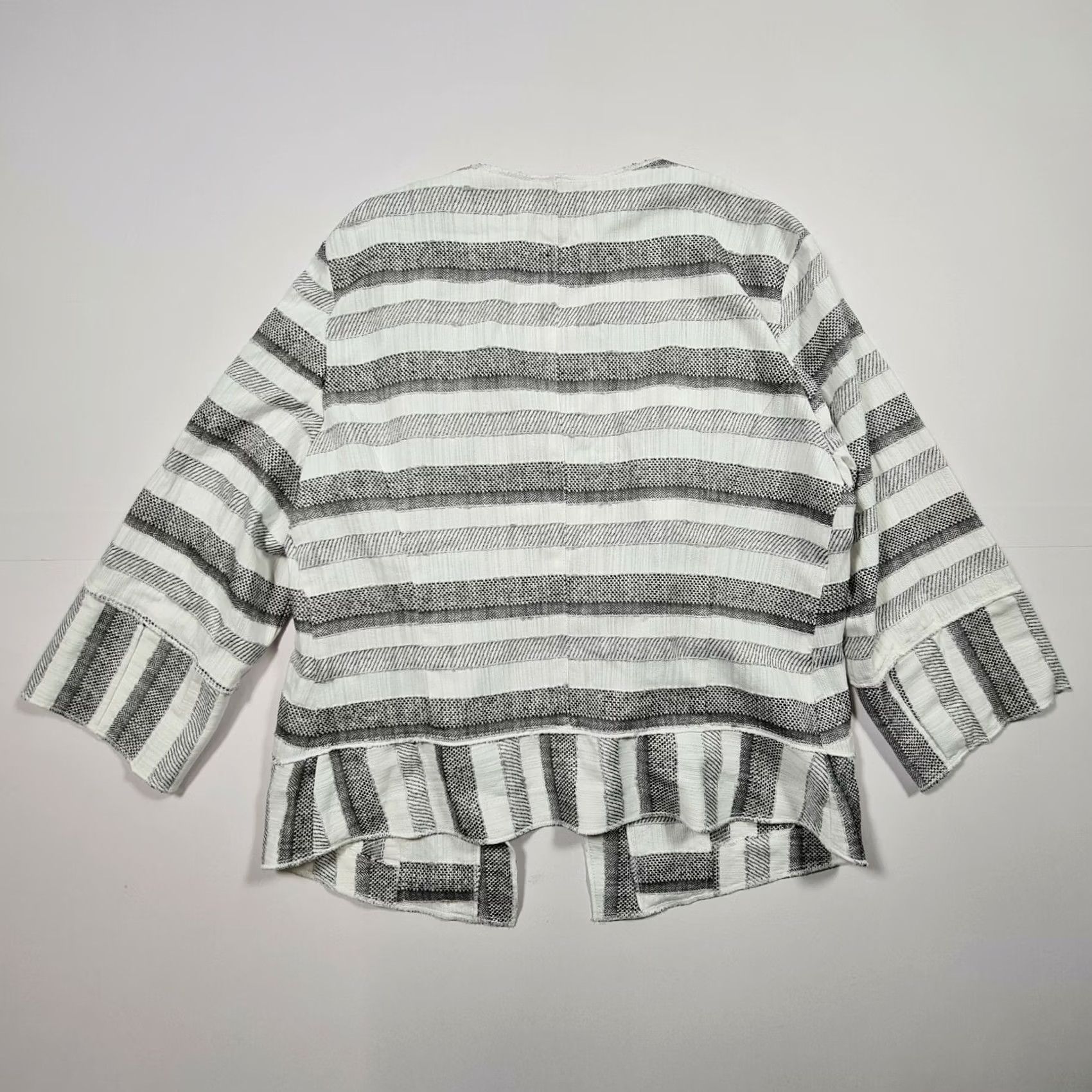 Vintage Betty Barclay Womens Cardigan White 14 UK Striped 3/4 Sleeves Open Front Size XL / US 12-14 / IT 48-50 - 5 Thumbnail