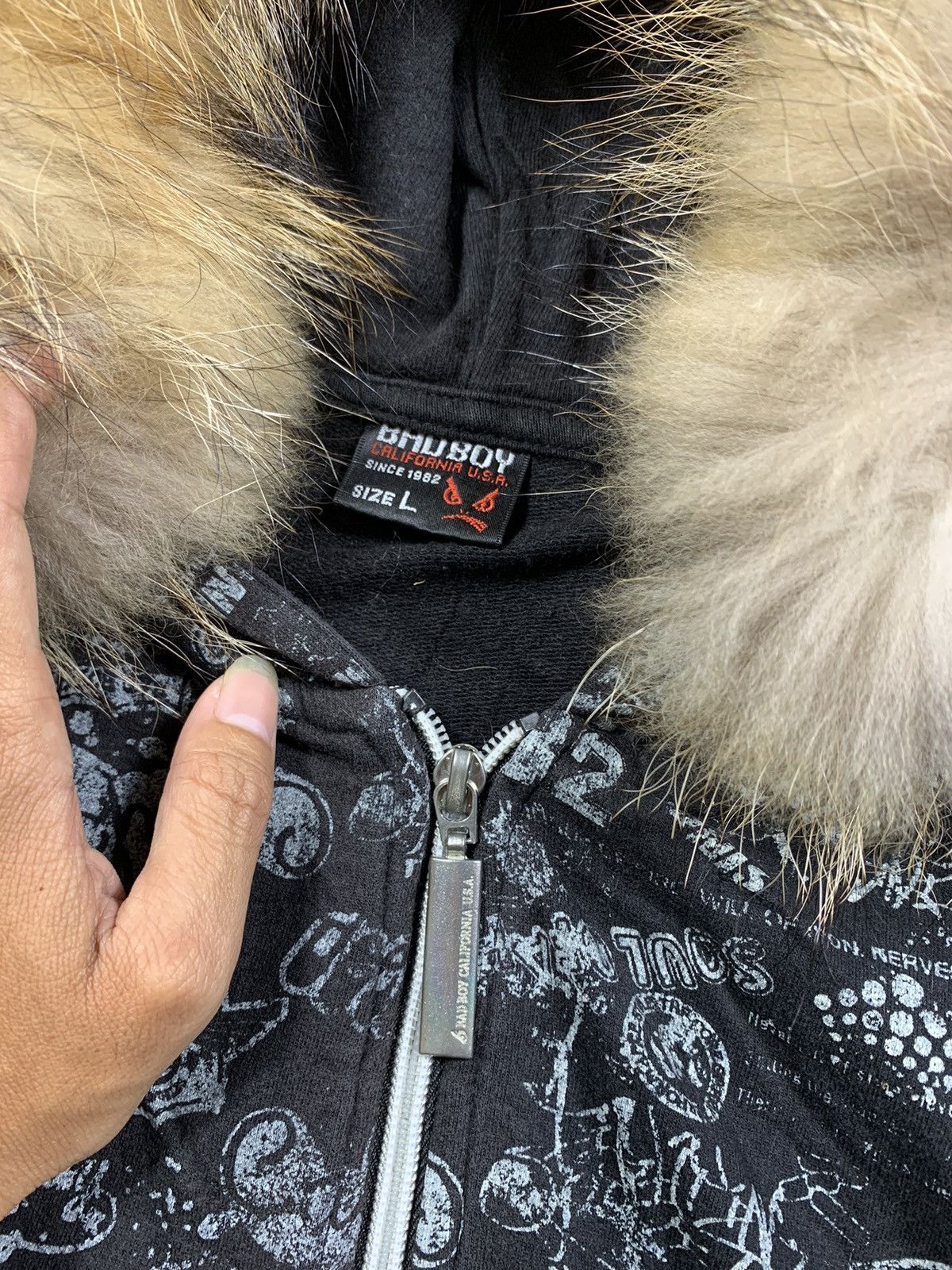 If Six Was Nine × In The Attic × Japanese Brand Crazy Faded Black Bad Boy fur hoodie Gothic punk Size US L / EU 52-54 / 3 - 4 Thumbnail