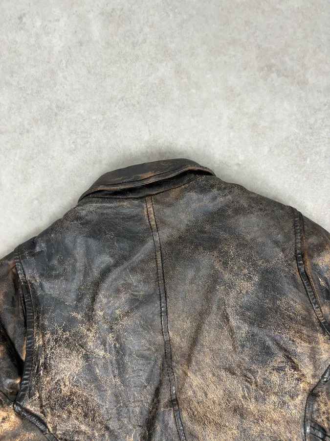 Giorgio Brato Giorgio Brato Brown Eroded Leather Asymmetrical Biker Jacket Size US S / EU 44-46 / 1 - 6 Thumbnail