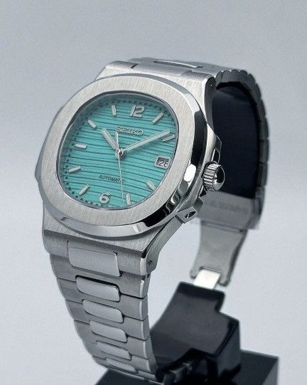 Japanese Brand Seiko Mod Nautilus Tiffany Blue Dial Steel Watch NH35 41mm Size ONE SIZE - 4 Thumbnail