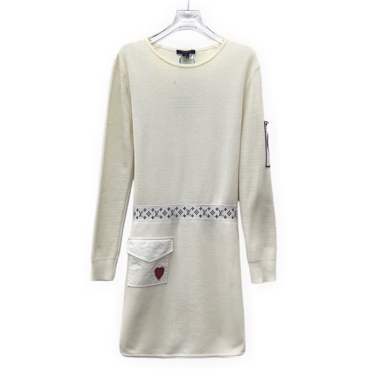 Louis Vuitton Louis Vuitton Off-white Card Long Sleeve Knit Dress K26WX Size S / US 4 / IT 40 - 1 Thumbnail