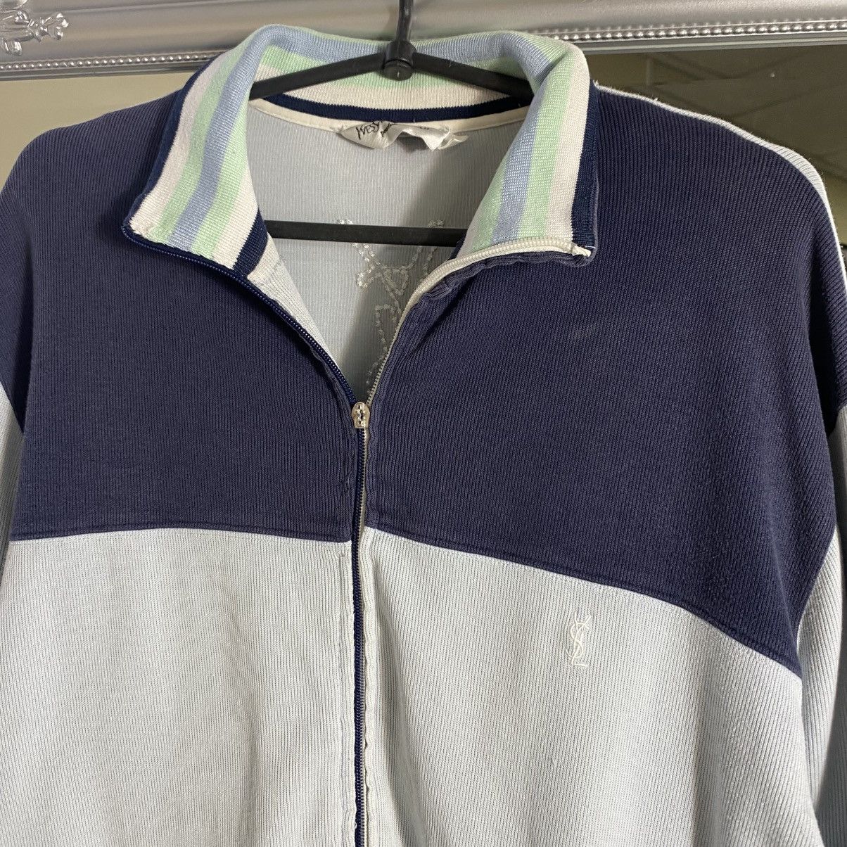 Yves Saint Laurent Yves Saint Laurent YSL big logo zip up stripes Size US L / EU 52-54 / 3 - 3 Thumbnail