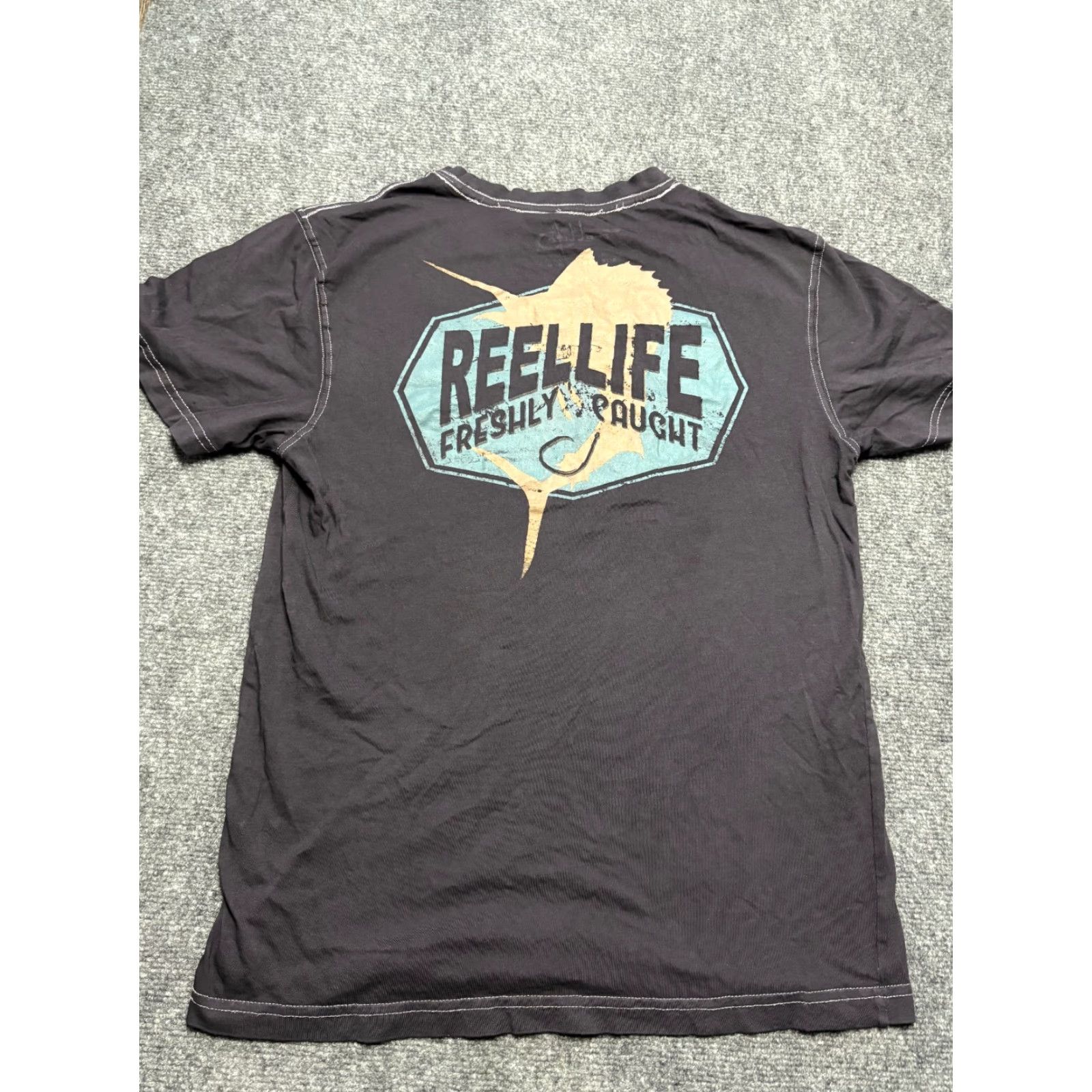 Alife Reel Life T Shirt Mens M Blue Short Sleeve Sailfish "Freshly Caught" Blue Size US M / EU 48-50 / 2 - 2 Thumbnail