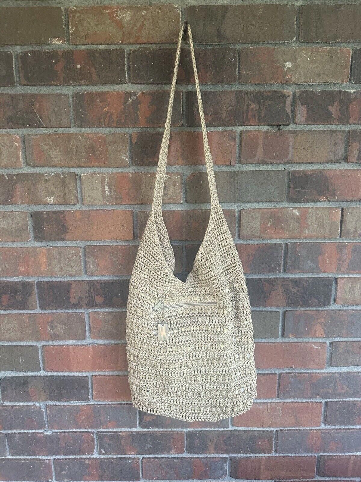 Designer Vintage Y2K Crochet Hobo Shoulder Bag Tan Boho Western Mesh Size ONE SIZE - 5 Thumbnail