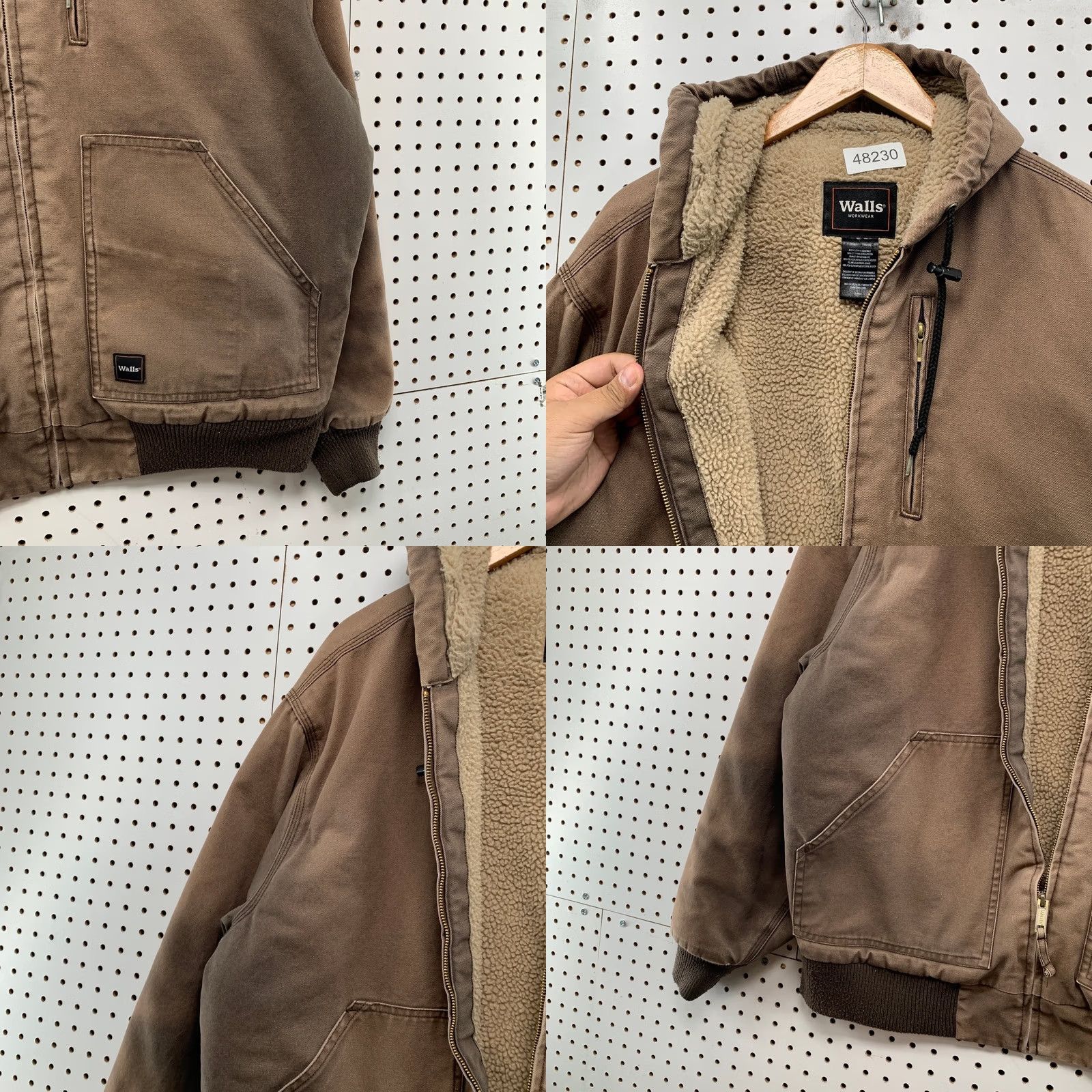 Walls Walls Canvas Jacket Mens Large Faded Brown Sherpa Lined Workwear Hooded Mocha Size US L / EU 52-54 / 3 - 8 Thumbnail