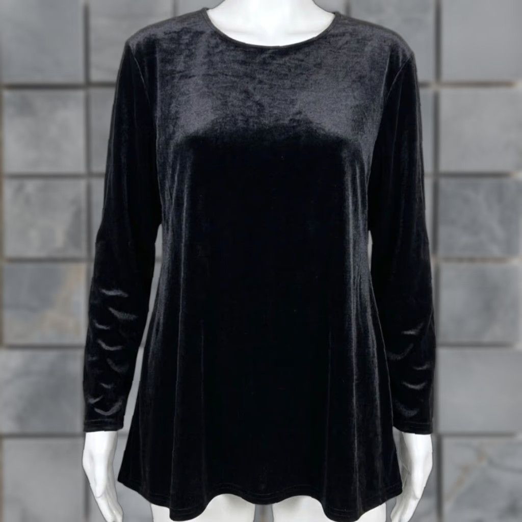 Vintage VINTAGE YETTS Blouse Tunic Velvet Black Long Sleeve Crew Neck Pullover Women L Velv et? Size L / US 10 / IT 46 - 1 Thumbnail