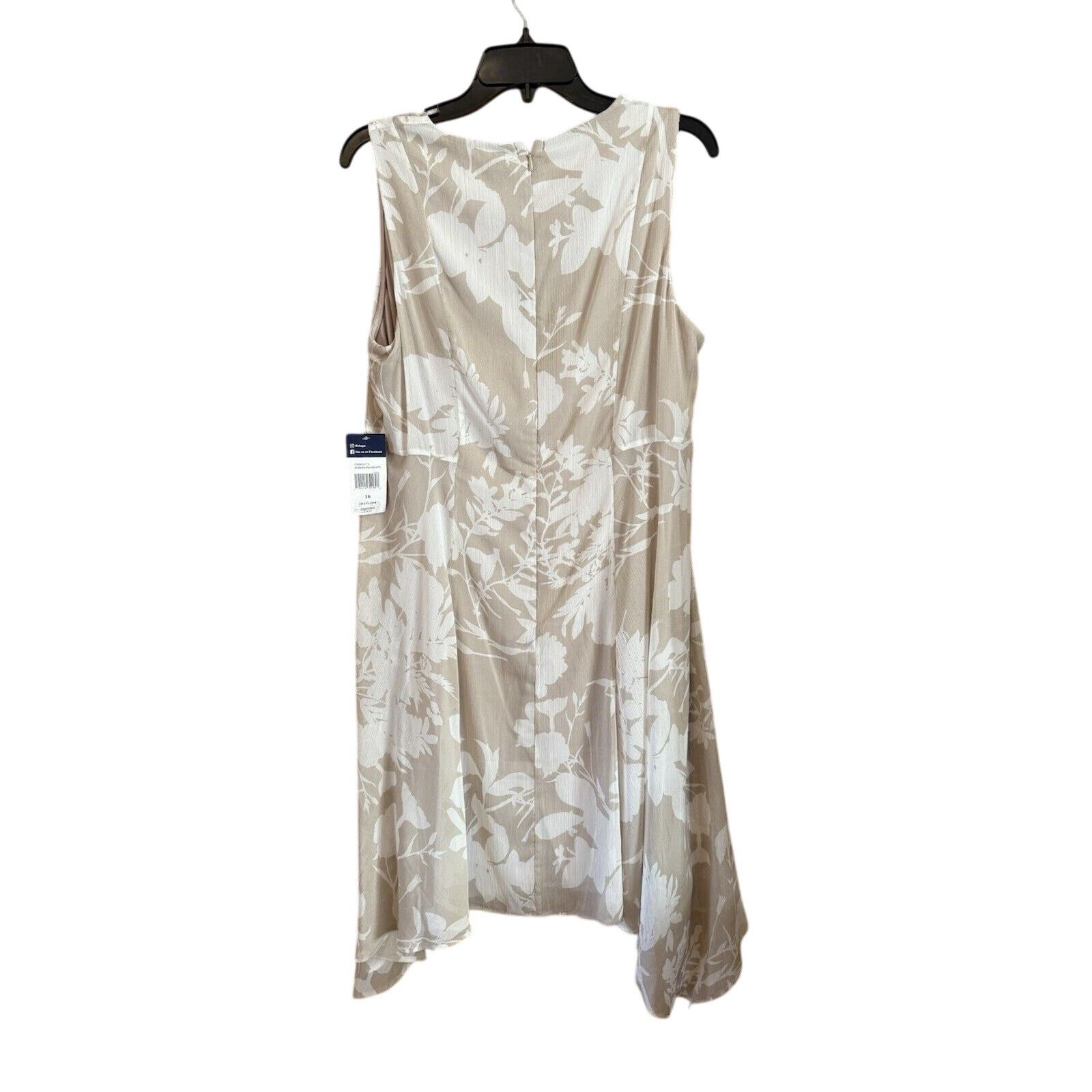 Chaps Chaps Khaki White High-Low Floral Dress Size XXL / US 16-18 / IT 52-54 - 2 Thumbnail