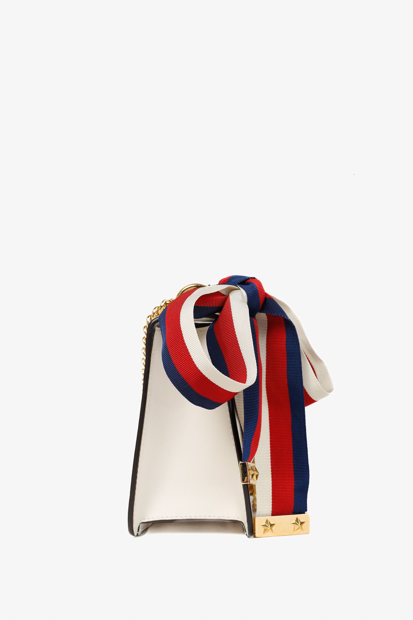 Gucci Gucci Sylvie Mini Chain White Leather Stripe-Web Bag Size ONE SIZE - 3 Thumbnail