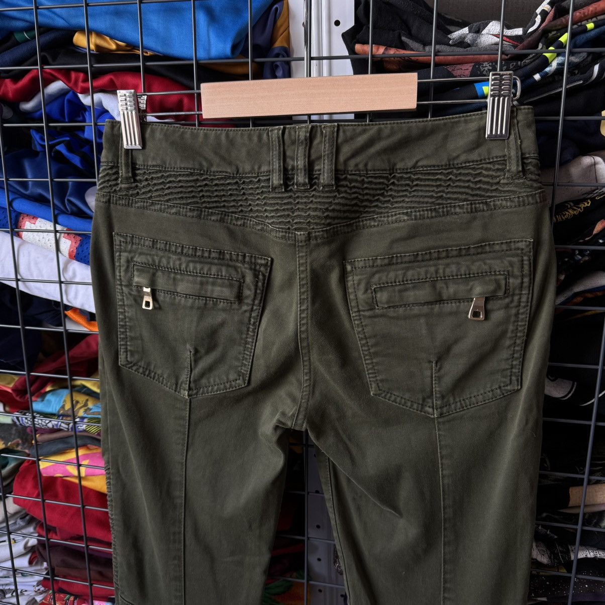 Balmain Olive Baiker Jeans