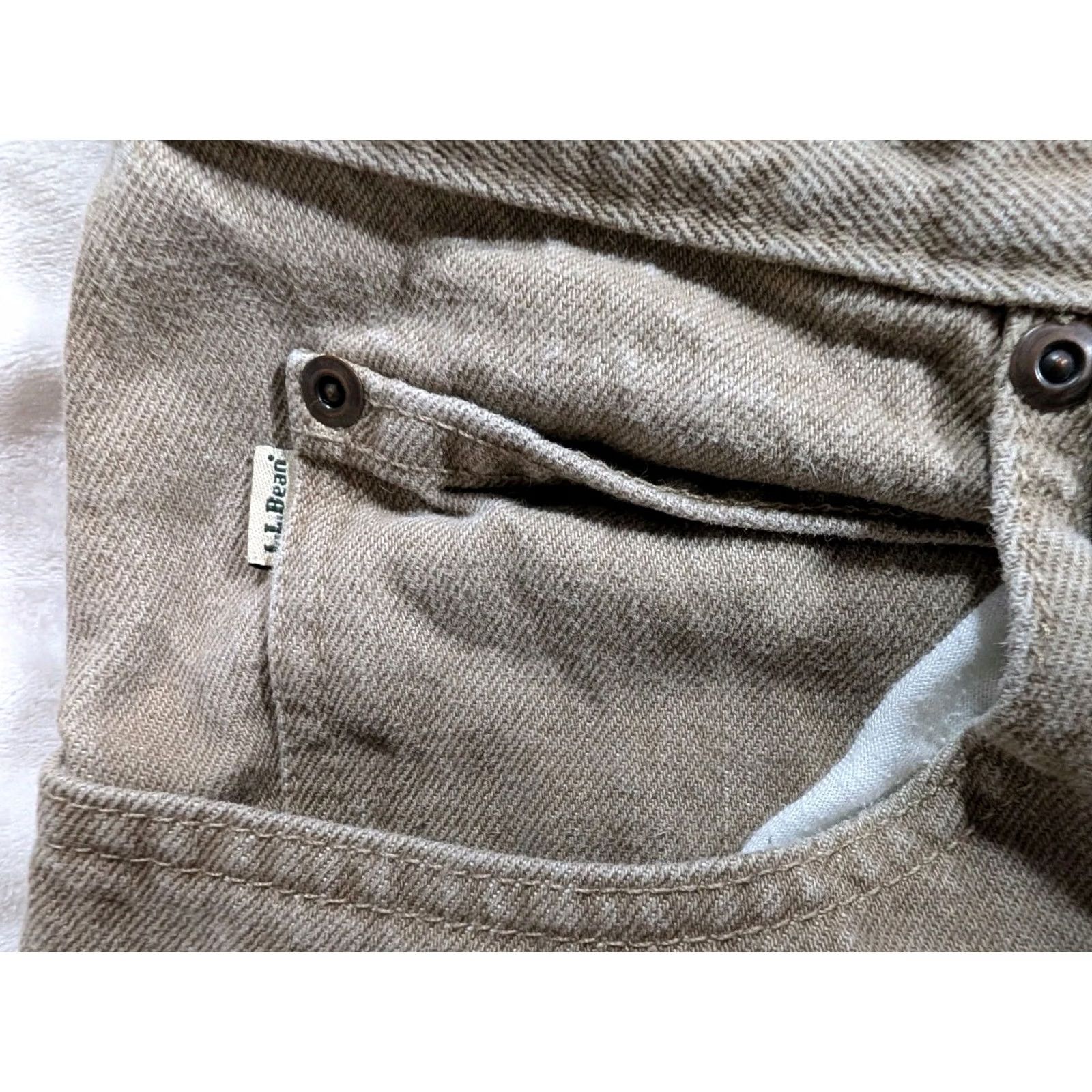 Vintage VINTAGE L.L. Bean Relaxed Fit Jeans Sand Beige 35x30 OFJB9 Mens 5-Pocket Denim Straight 90s Southwestern USA Size US 35 - 5 Thumbnail