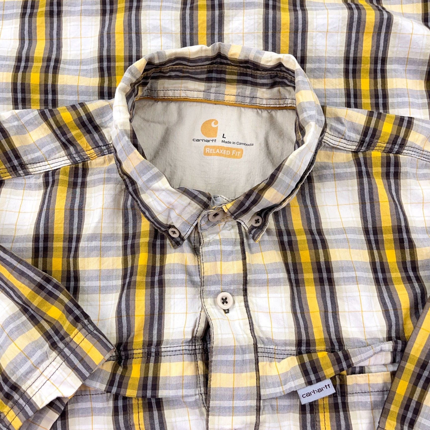 Carhartt Carhartt Shirt Men Large Gray Plaid Button-Up Relax Fit Workwear Pockets Size US L / EU 52-54 / 3 - 2 Thumbnail