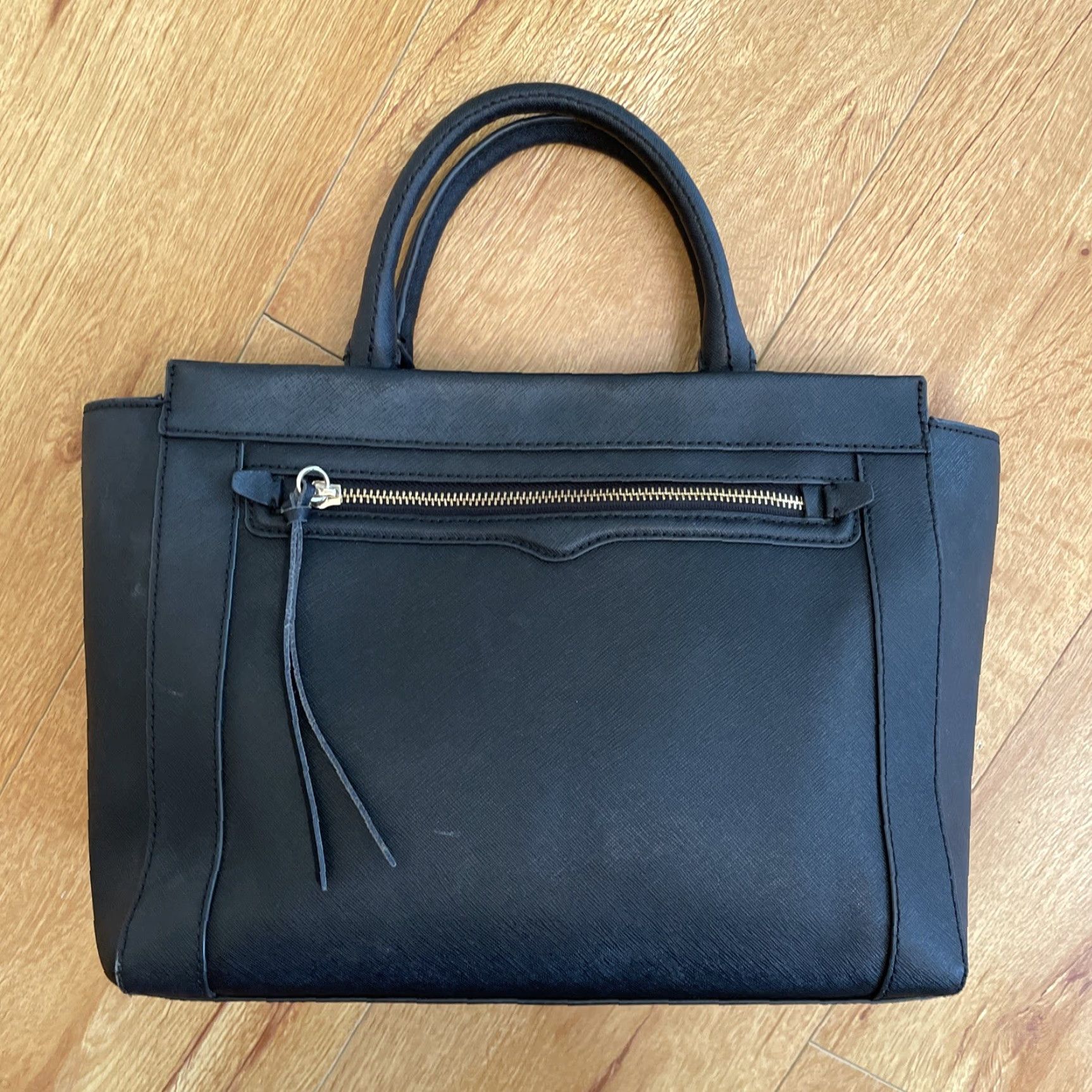 Rebecca Minkoff Rebecca Minkoff Mab Medium Leather Tote Bag Black Crossbody Crossgrain Leather Tote Bag Womens MAB Black Hardware Gold 2000s? Size ONE SIZE - 6 Thumbnail