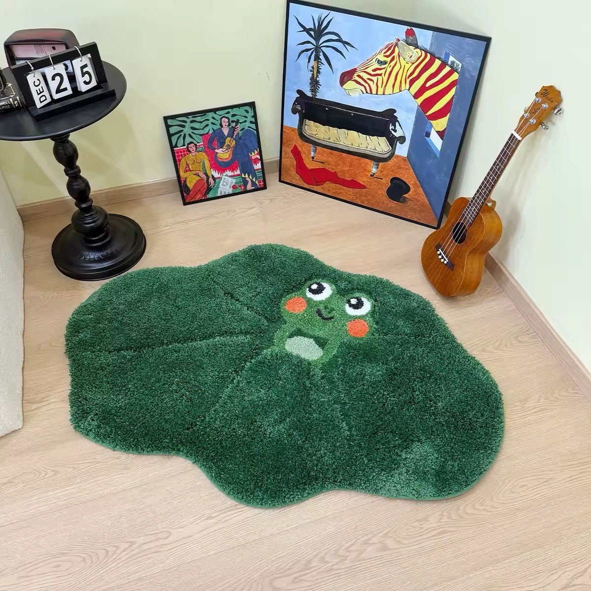 Handmade × Other Cartoon Green Frog Fluffy Decoration Handmade Tufted Carpet Size ONE SIZE - 4 Thumbnail