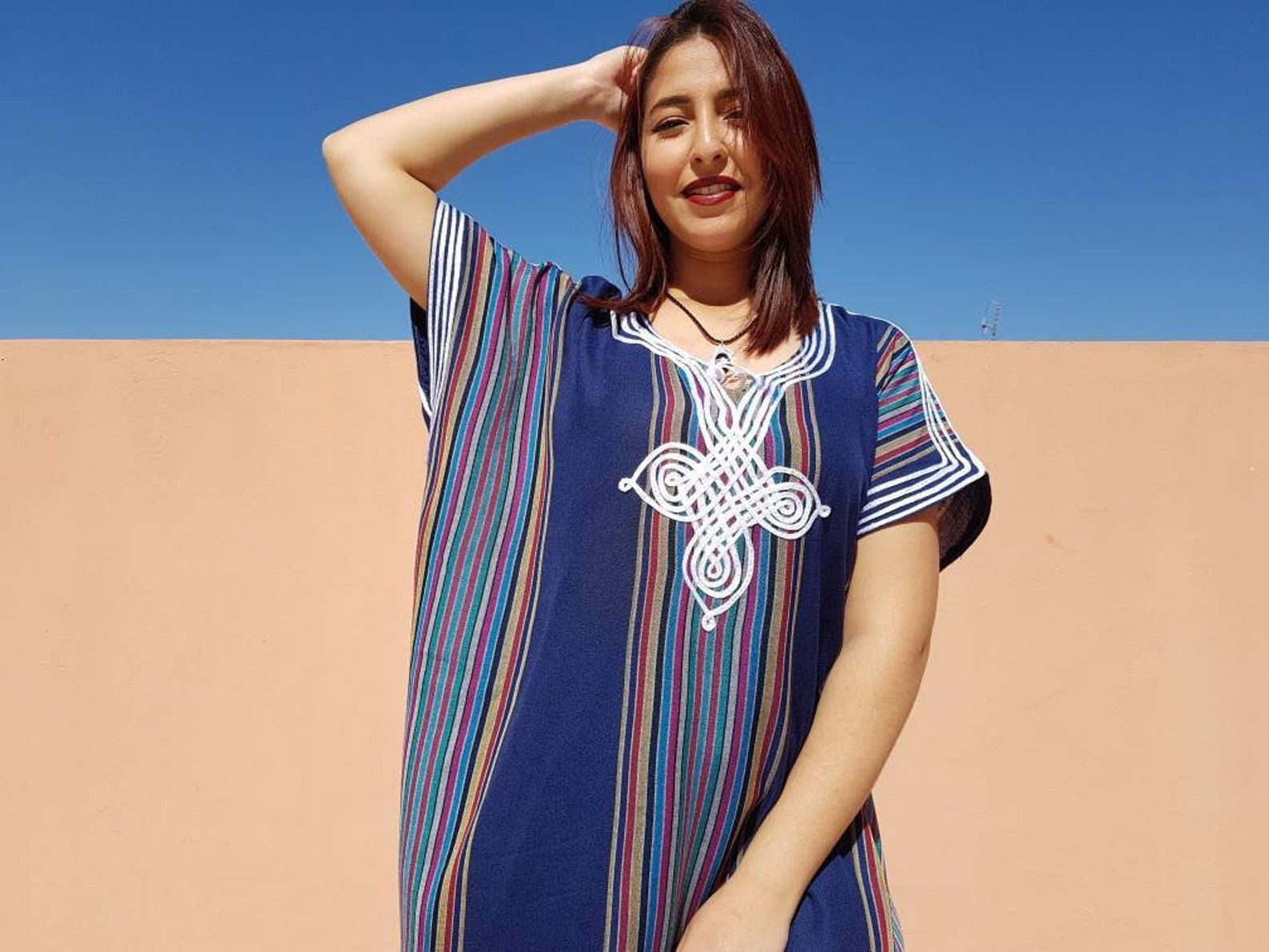Designer × Handmade Moroccan Bohemian Kaftan For Women Size ONE SIZE - 2 Thumbnail