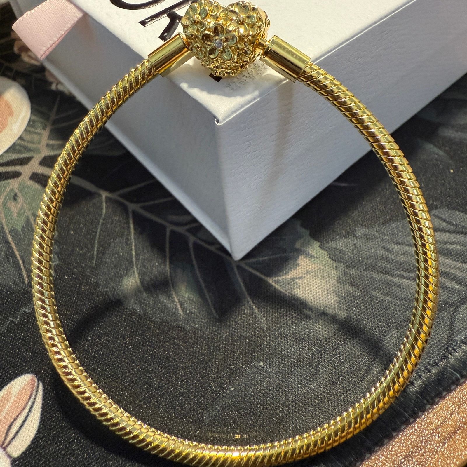pandora Authentic Pandora, SZ 18CM, Daisy Heart Gold Plated Snake Ch Size ONE SIZE - 5 Thumbnail