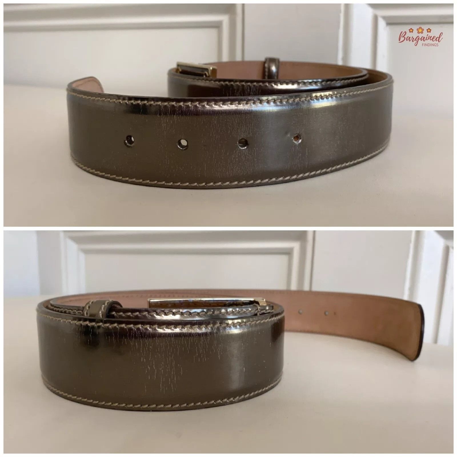Gucci Gucci Metallic Leather Hysteria Square Buckle Belt 32 Size 32 - 4 Thumbnail