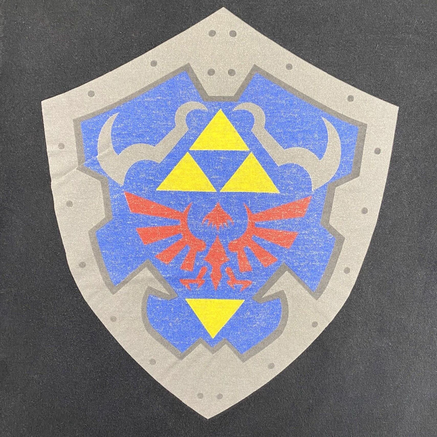 Vintage The Legend of Zelda Hylian Shield Black Graphic Tee M/S Unisex Video Game Size US M / EU 48-50 / 2 - 2 Thumbnail