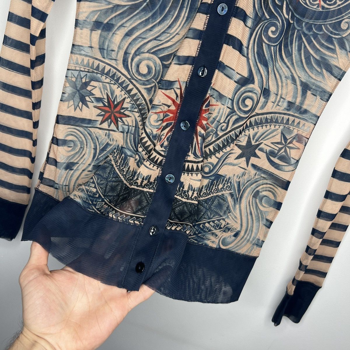 Jean Paul Gaultier Jean Paul Gaultier JPG Mesh Top Cardigan Tattoo Multicolor Size S / US 4 / IT 40 - 9 Thumbnail