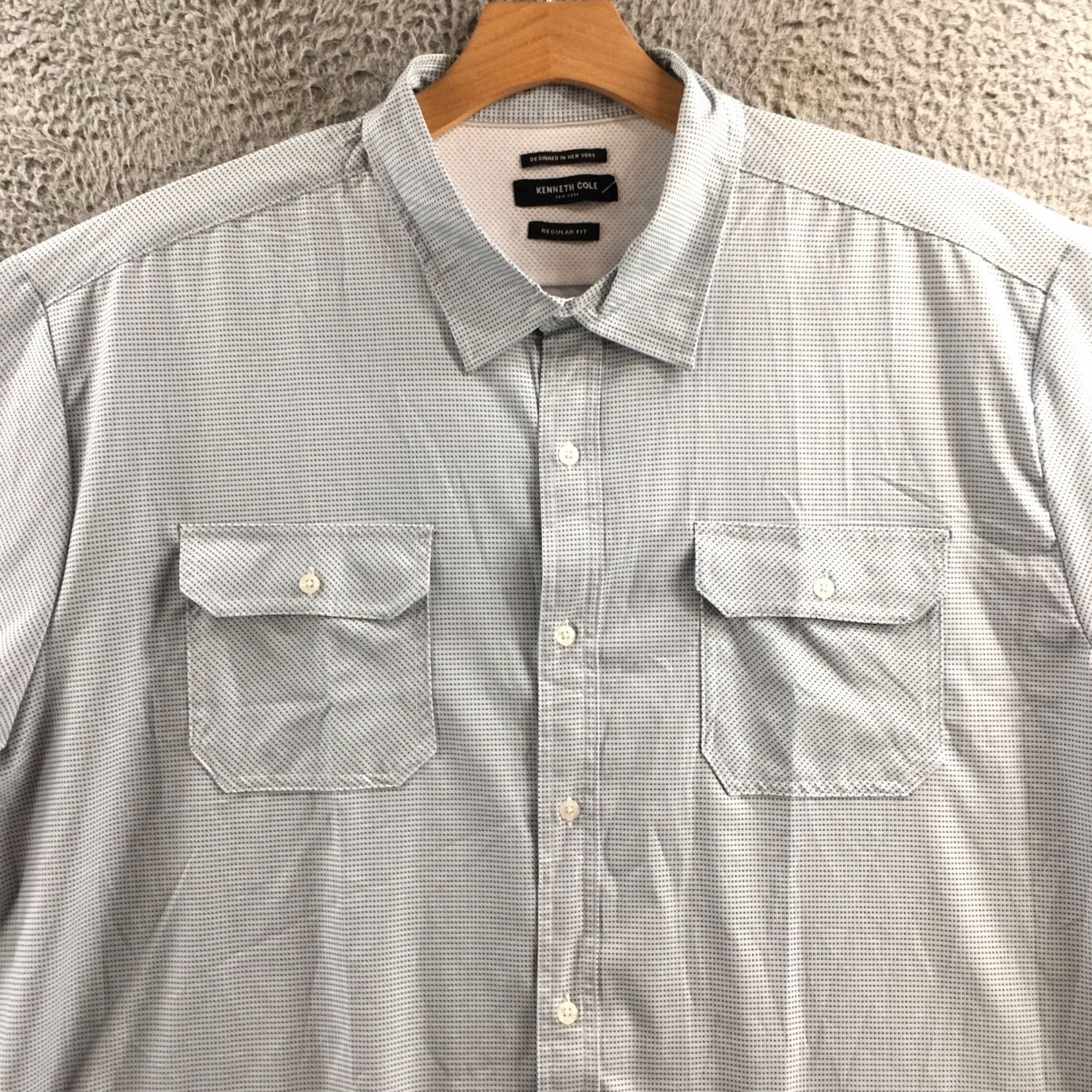 Kenneth Cole Kenneth Cole Regular Fit Button Up Shirt Mens 4X Blue Short Sleeve Collared Shirt Size US XXL / EU 58 / 5 - 2 Thumbnail