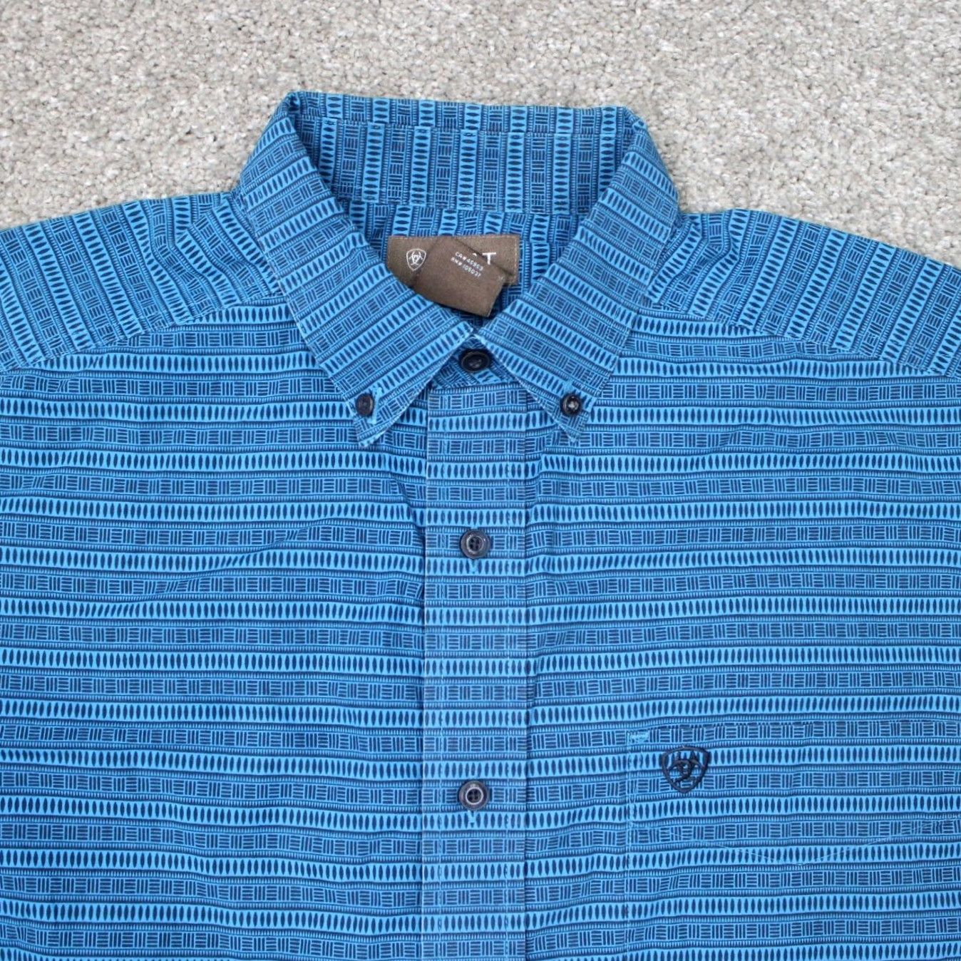 Ariat Ariat Beasley Button-Up Shirt Geometric Blue Mens Large Long Sleeve Classic Fit Western Cowboy Cap Collar Shirt-Blue 10041795 Size US L / EU 52-54 / 3 - 6 Thumbnail