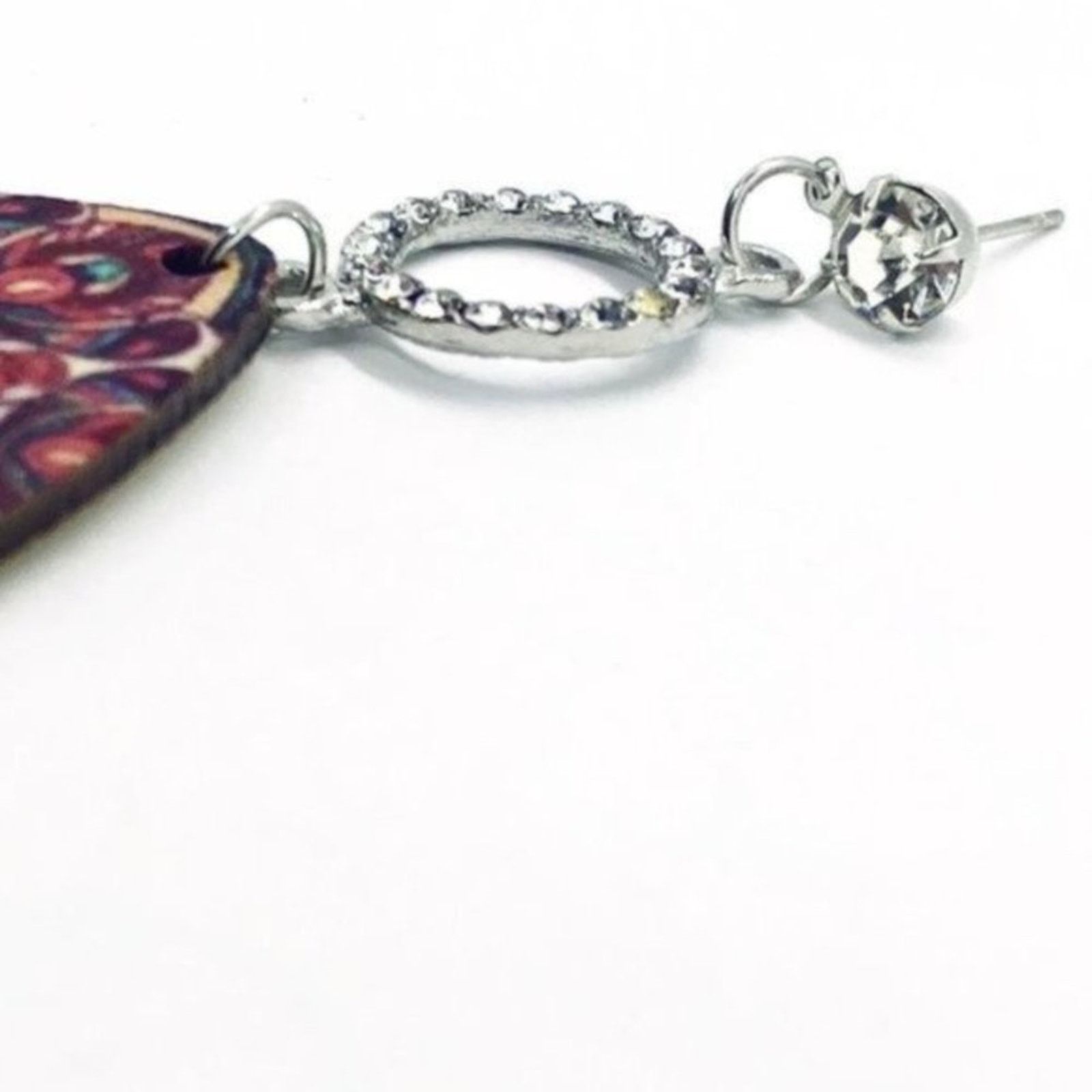 Other New NWT Silver-Tone Rhinestone Painted Wood Dangle Earrings Size ONE SIZE - 3 Thumbnail