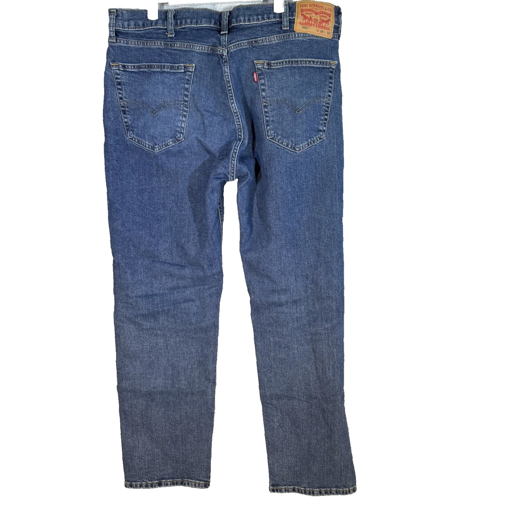 Levi's Levi's 505 Jeans Mens 38x32 Blue Stretch Straight Denim Medium Wash Pants Size US 38 / EU 54 - 2 Thumbnail