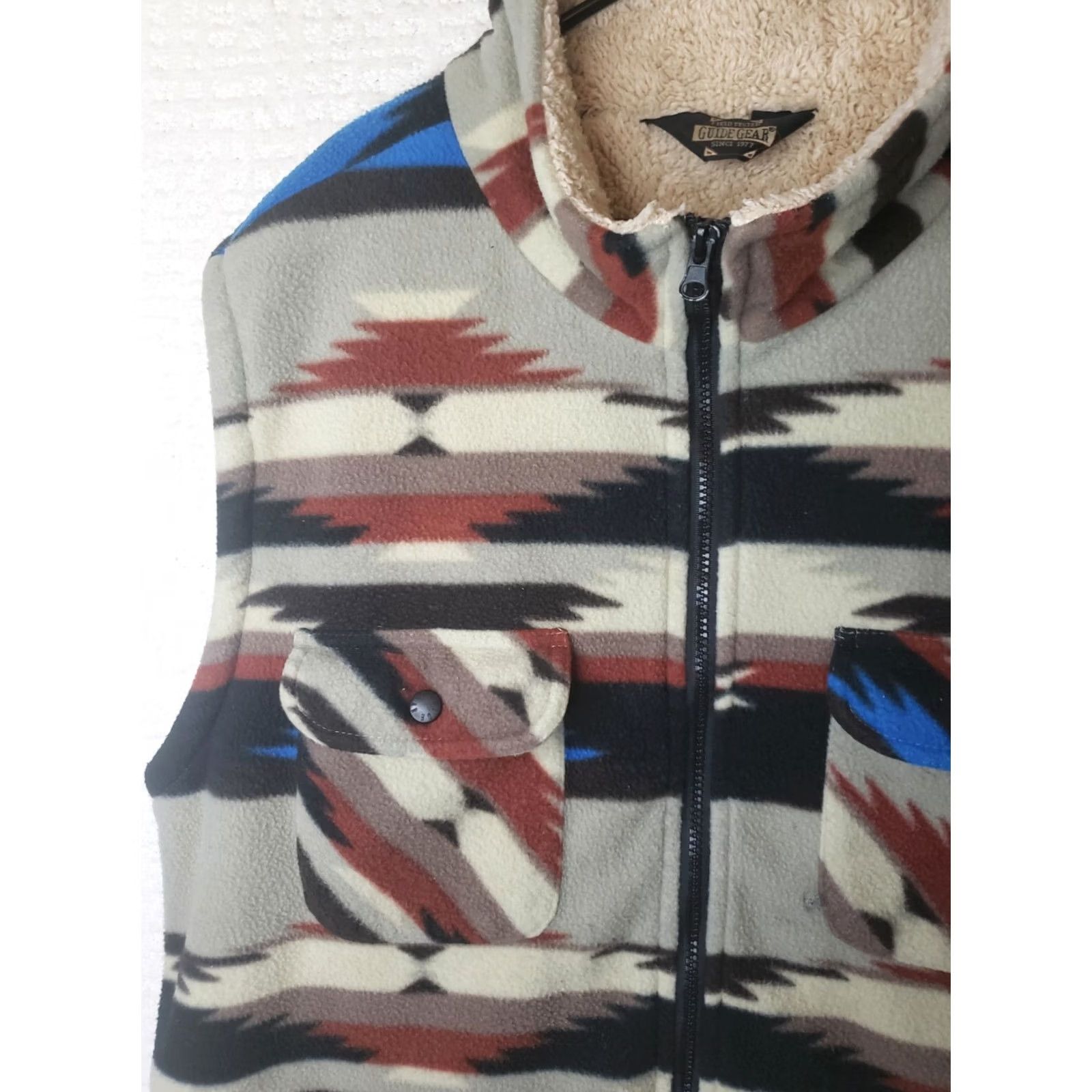 Vintage Guide Gear Navajo Aztec Western Vest Sherpa Lined Zip Men's XL USA Size US XL / EU 56 / 4 - 3 Thumbnail