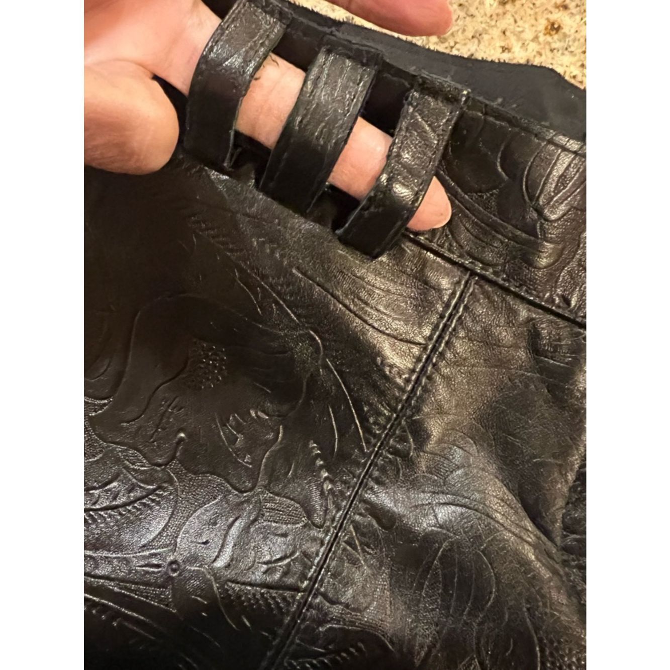 Other Poleci Embossed Leather Pants Black Low Rise Straight Leg Size 27" / US 4 / IT 40 - 5 Thumbnail