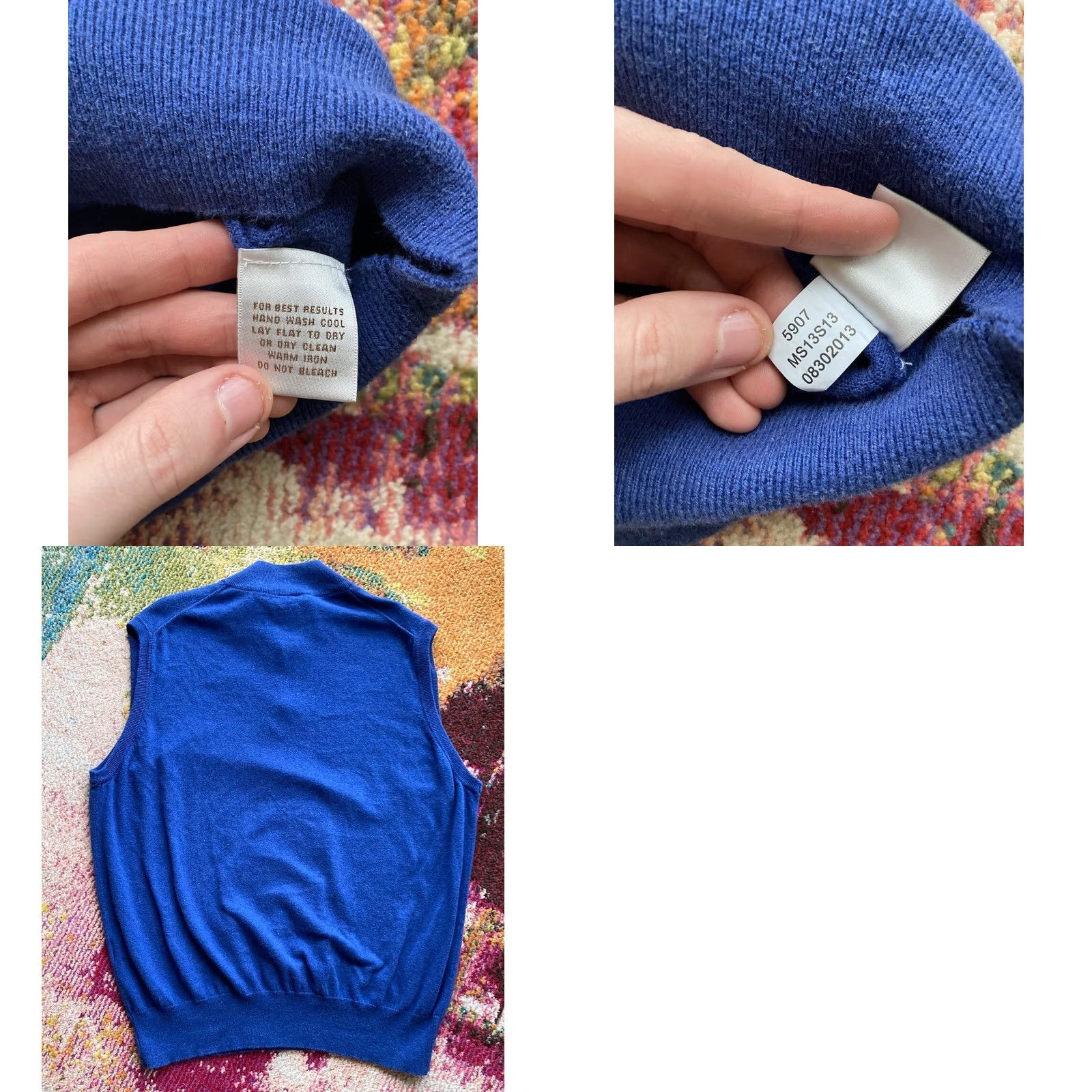 Peter Millar Peter Millar Golf Mens 1/4 Zip Sweater Vest XL Blue Cashmere Cotton Blend Size US XL / EU 56 / 4 - 8 Thumbnail