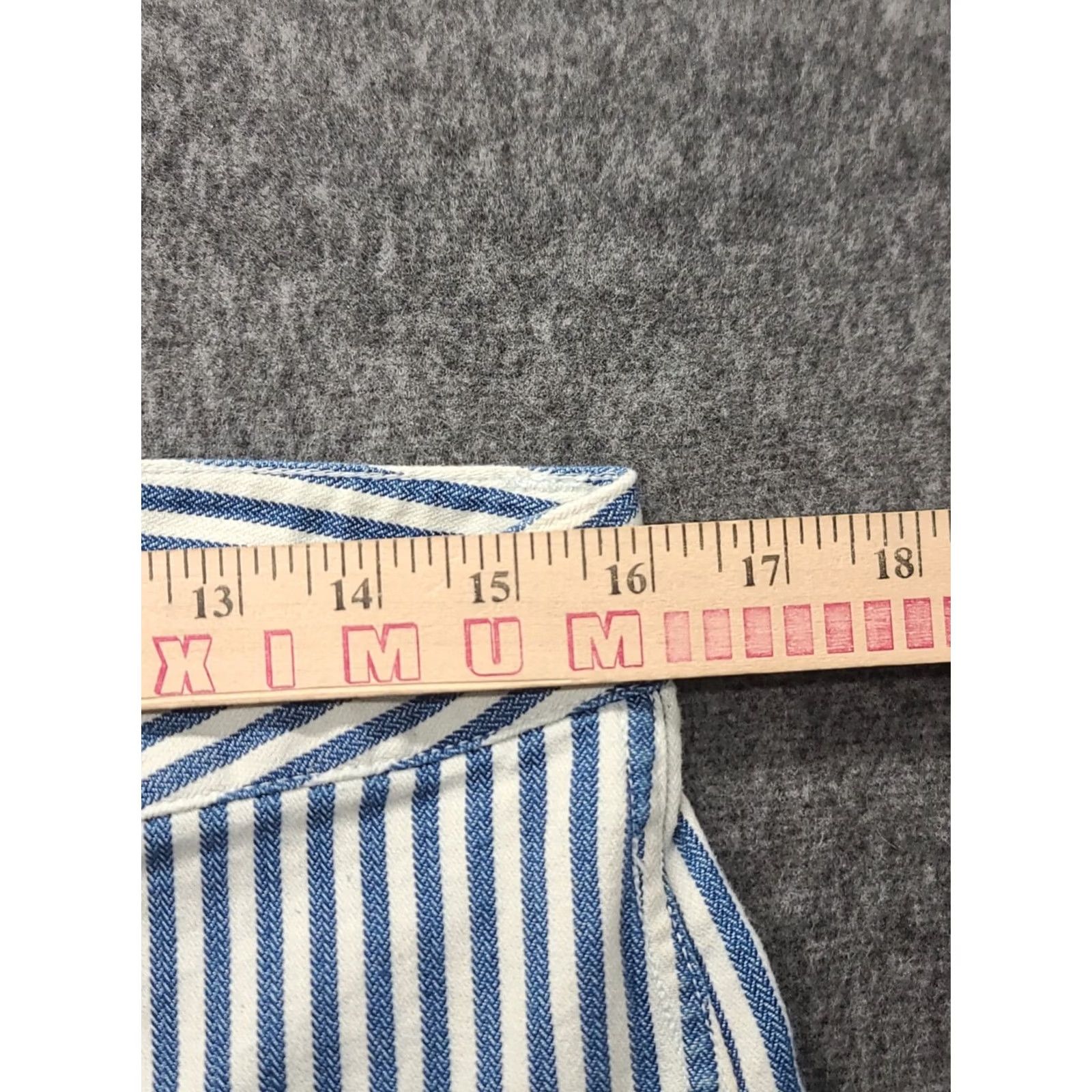 Madewell Madewell Emmett Pants Womens 30x25 Relaxed Wide-Leg Cropped Seersucker Blue Cotton Polyester Spandex Twill 90s Bohemian City Womens Size 30" / US 8 / IT 44 - 3 Thumbnail