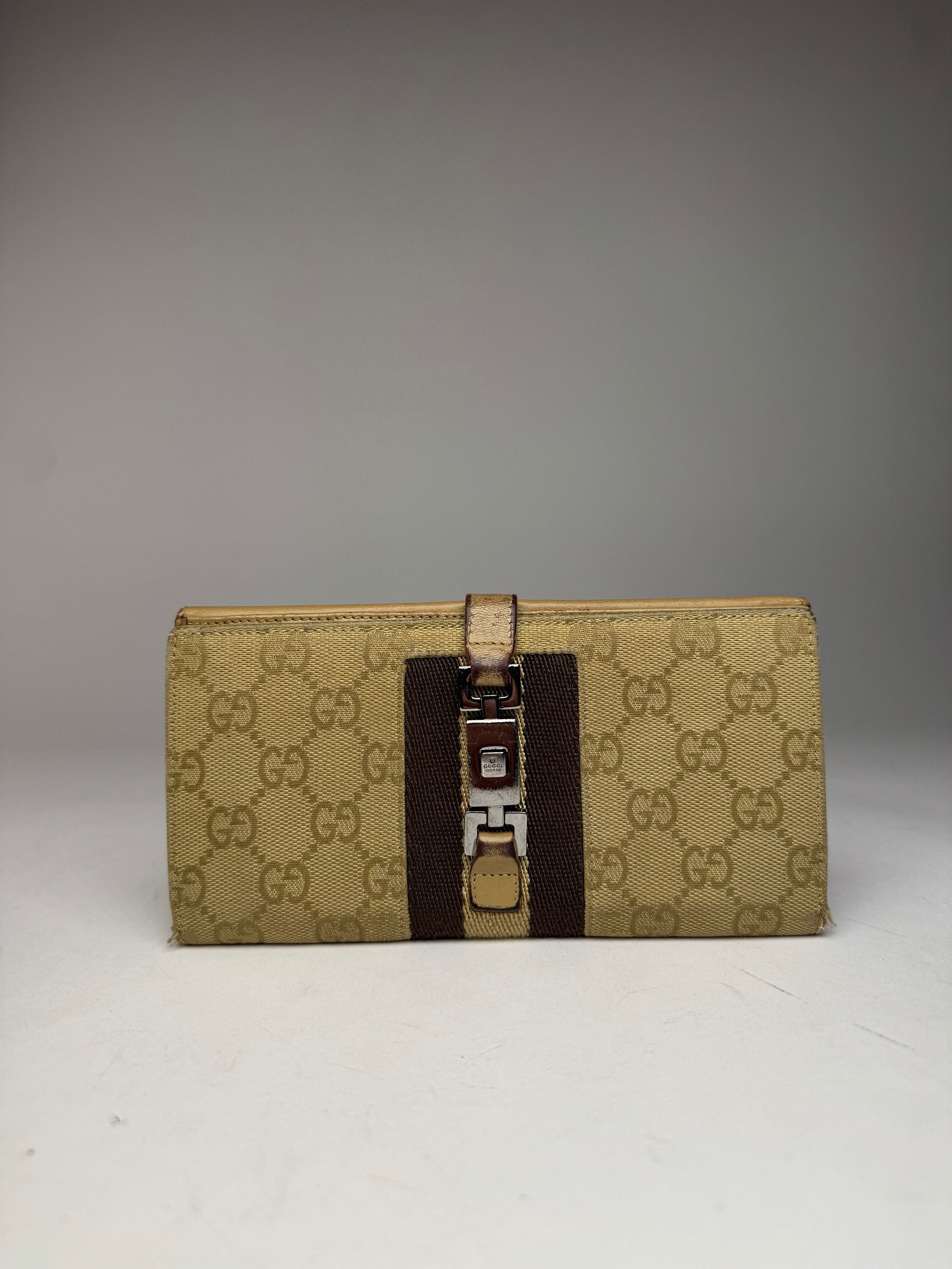Gucci Vintage Jackie Monogram Wallet Brown Gold Size ONE SIZE - 1 Thumbnail