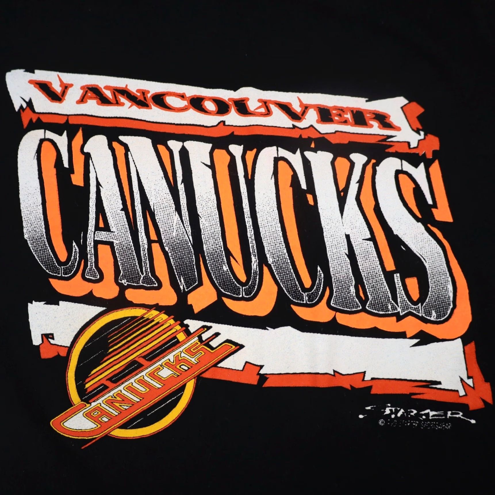 Starter VINTAGE Starter Vancouver Canucks Hockey Graphic T Shirt Mens Medium Black 90s Visual/Logo Size US M / EU 48-50 / 2 - 4 Thumbnail
