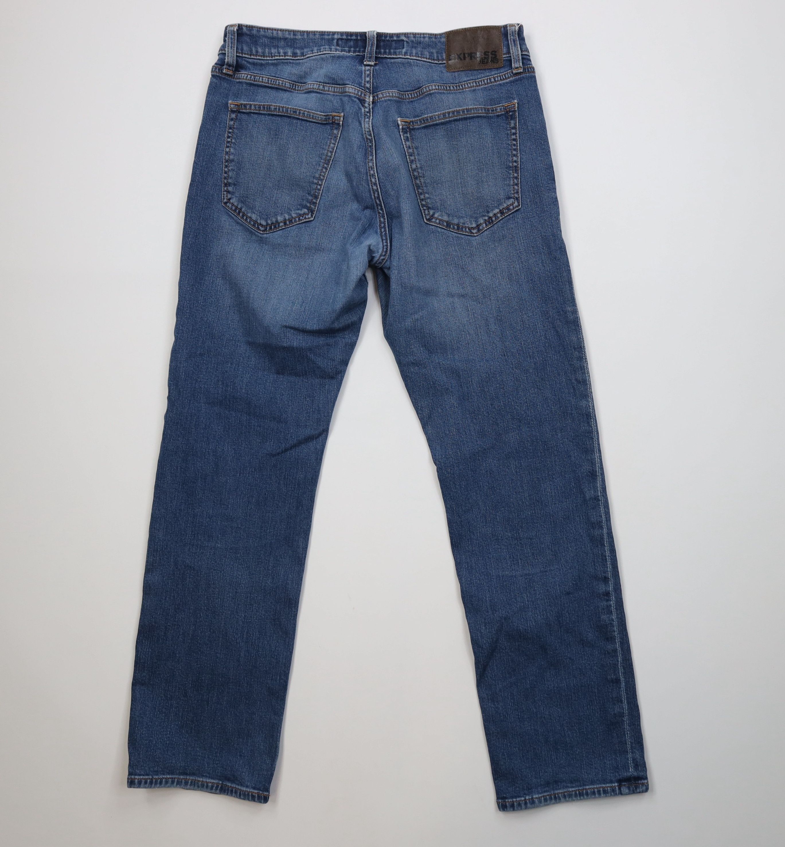 Express Express Stretch Rocco Slim Fit Straight Leg Denim Jeans Blue Size US 31 - 10 Thumbnail