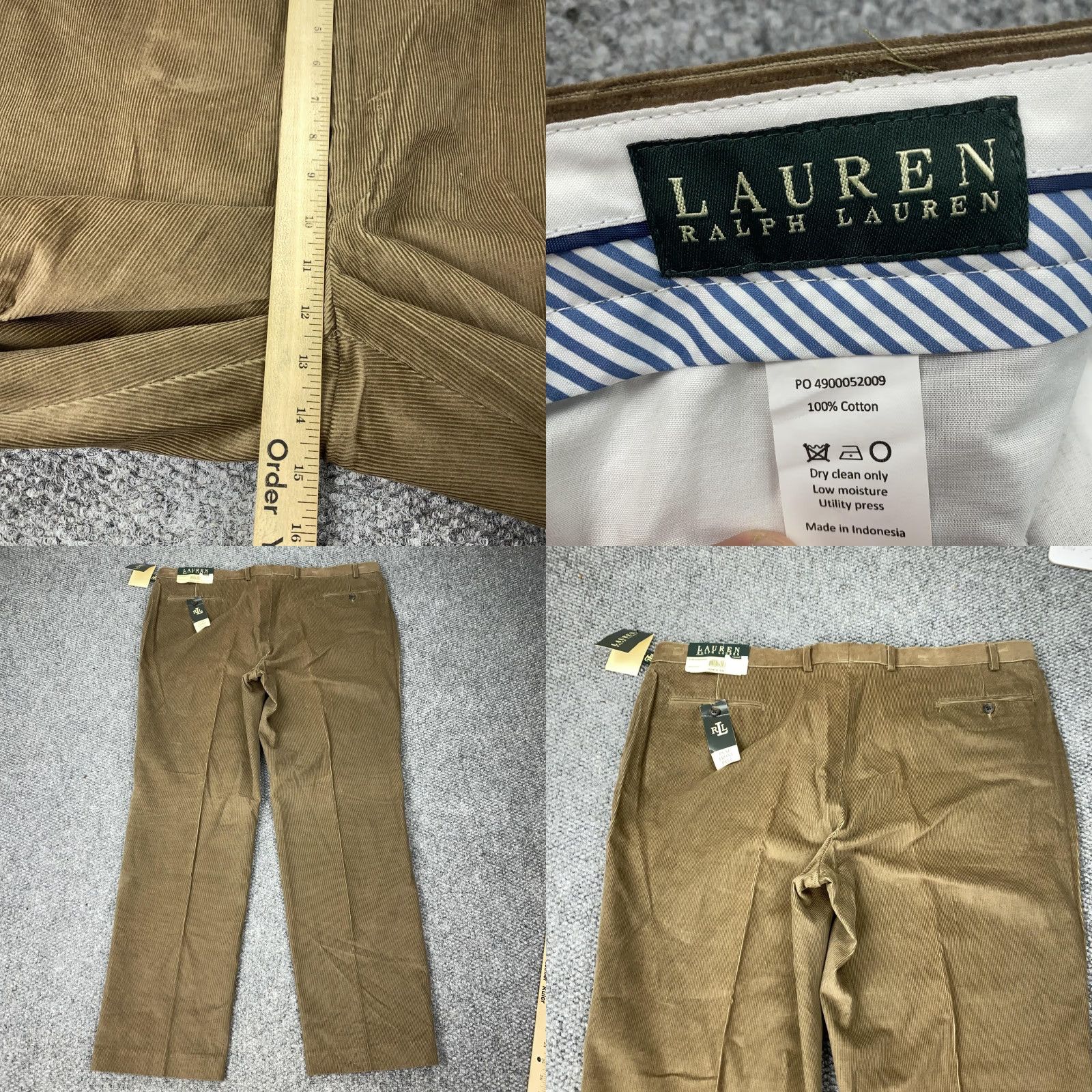Ralph Lauren Lauren Ralph Lauren Pants Mens 43x33 Light Olive Corduroy Flat Front 100% Cotton Brown Dress Pants Mens Regular Inseam 33in Waist 43in Vintage No Size US 42 / EU 58 - 8 Thumbnail