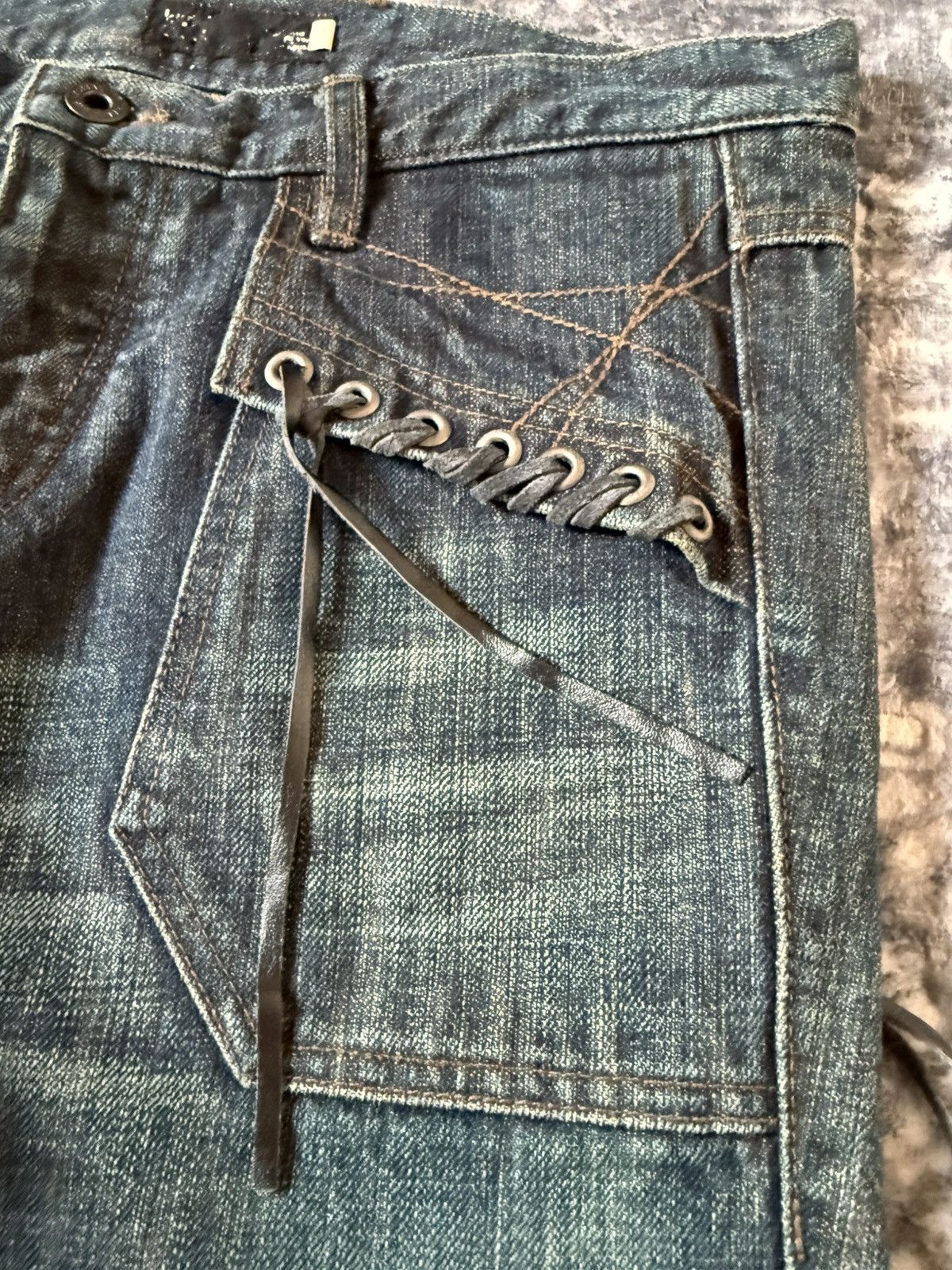 L7 Real Hip L7 Real Hip Leather Lace-up Braided Pocket Flared Jeans Size US 32 / EU 48 - 4 Thumbnail