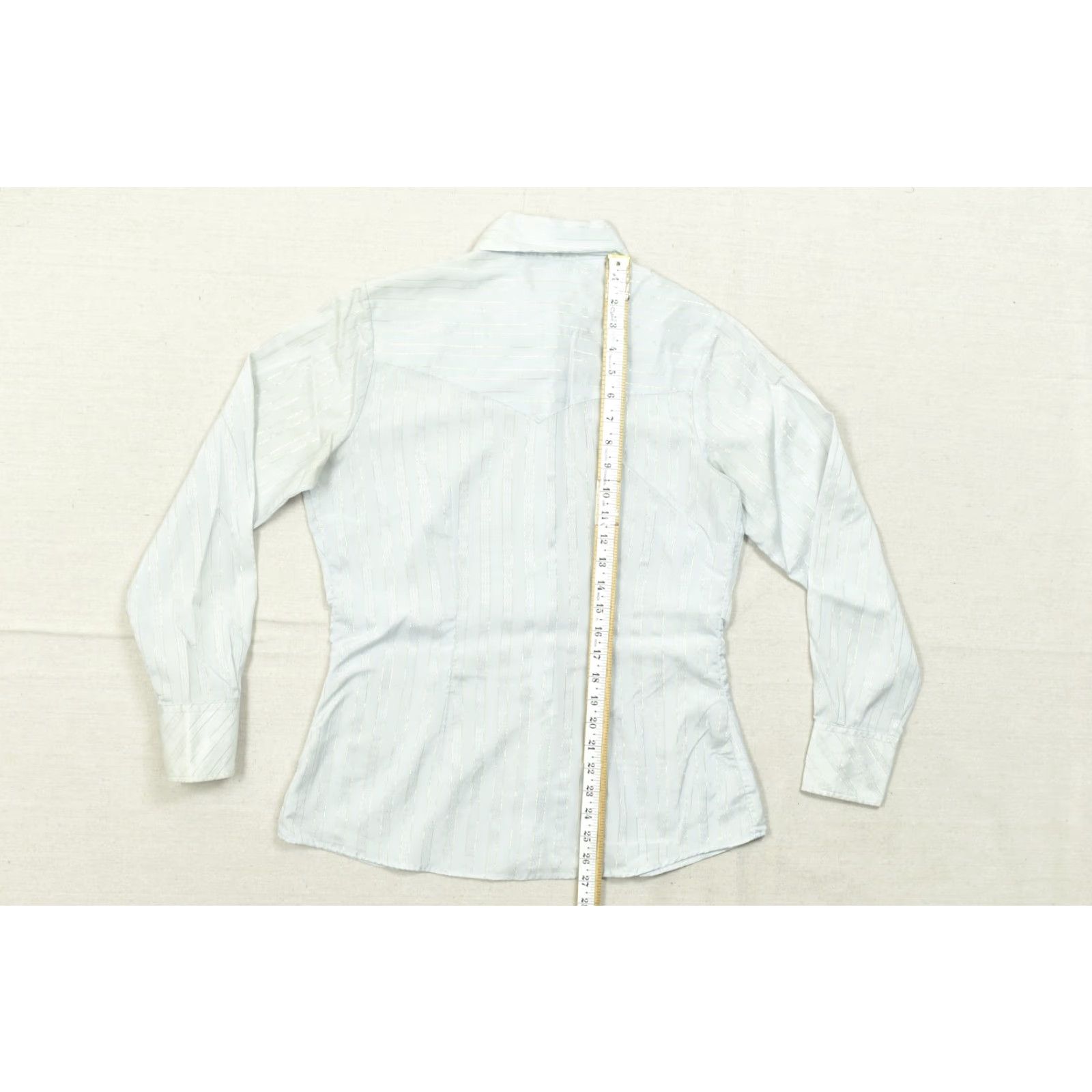 Vintage VINTAGE Unbranded Western Shirt Long Sleeve Pearl Snap Striped Blue Silver Metallic 2XL Womens Size XXL / US 16-18 / IT 52-54 - 3 Thumbnail