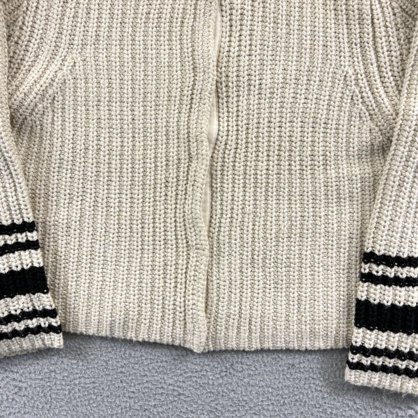 Eddie Bauer VINTAGE Eddie Bauer Sweater Womens XL Tall Ivory Knit Ribbed Snap Cropped Striped Boho Size XL / US 12-14 / IT 48-50 - 2 Thumbnail