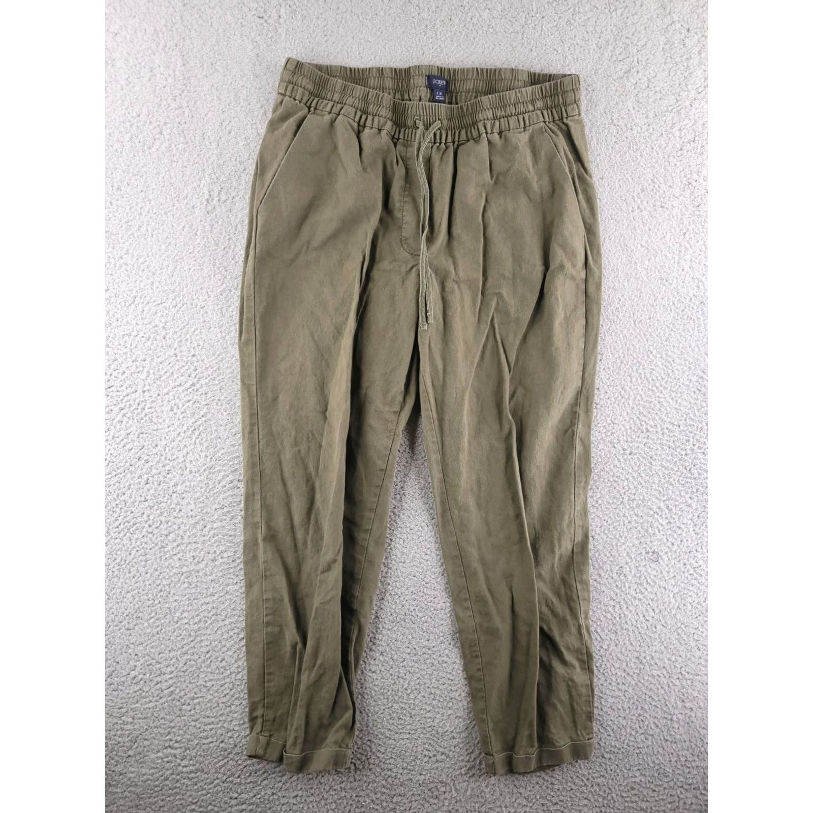 J.Crew J.CREW Pants Womens 12 Green Linen Crop Cropped Cropped Pants Cotton Linen Blend Solid Size 34" / US 12 / IT 48 - 2 Thumbnail
