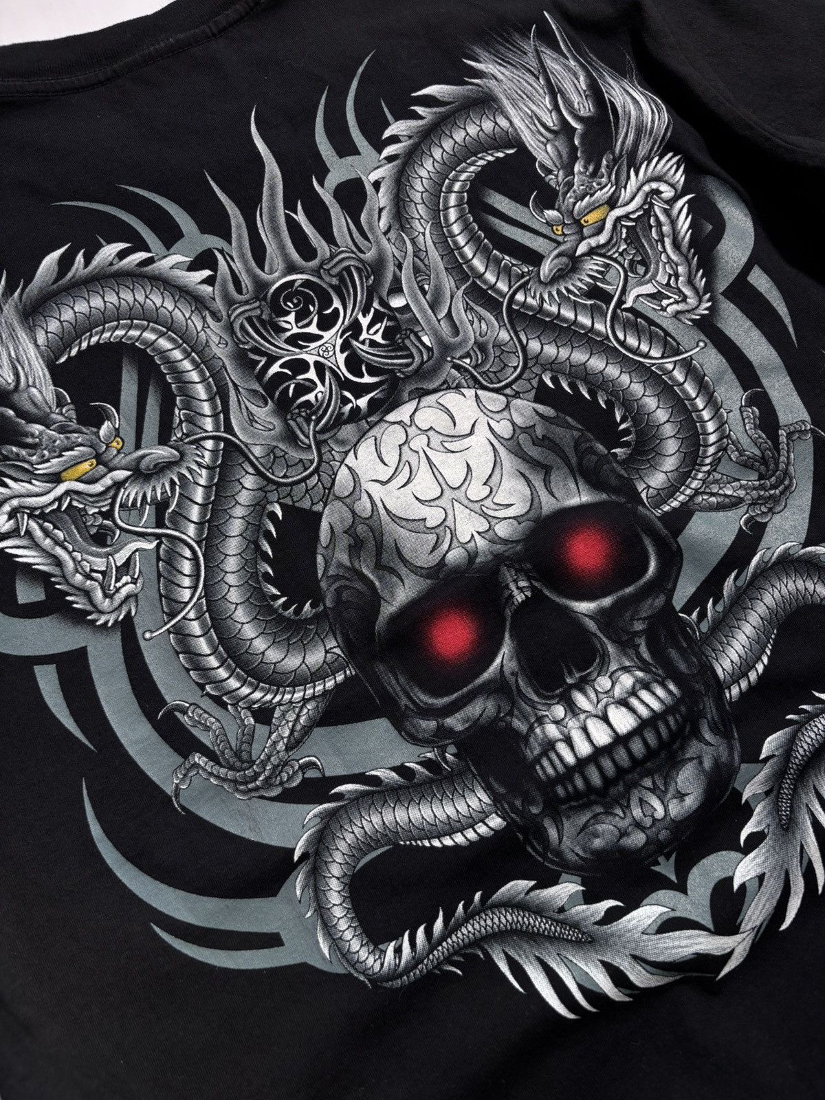 Japanese Brand Y2K Japanese Dragon Skull Death Tshirt Ed Hardy Style 00’s Size US M / EU 48-50 / 2 - 4 Thumbnail