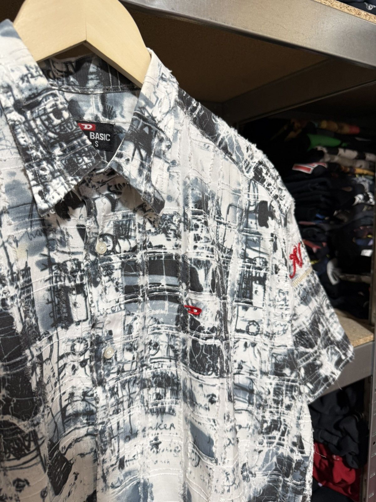 Diesel × Vintage Vintage 90’s Diesel Logo Button Shirt Y2K Hype Rare Retro Size US L / EU 52-54 / 3 - 4 Thumbnail