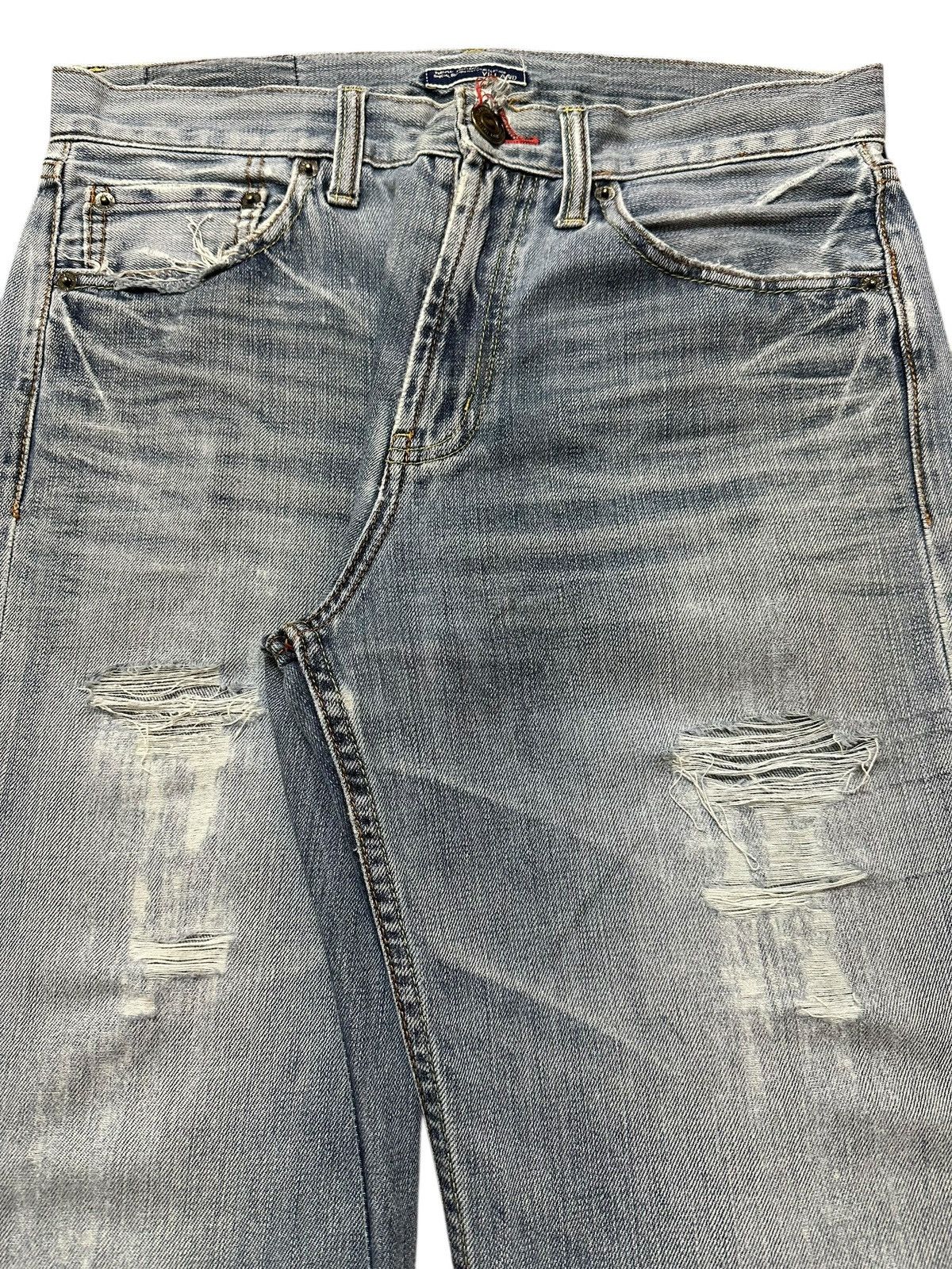 14th Addiction Vintage Japanese Brand Faded Wash Distress Loose Jeans Size US 31 - 4 Thumbnail