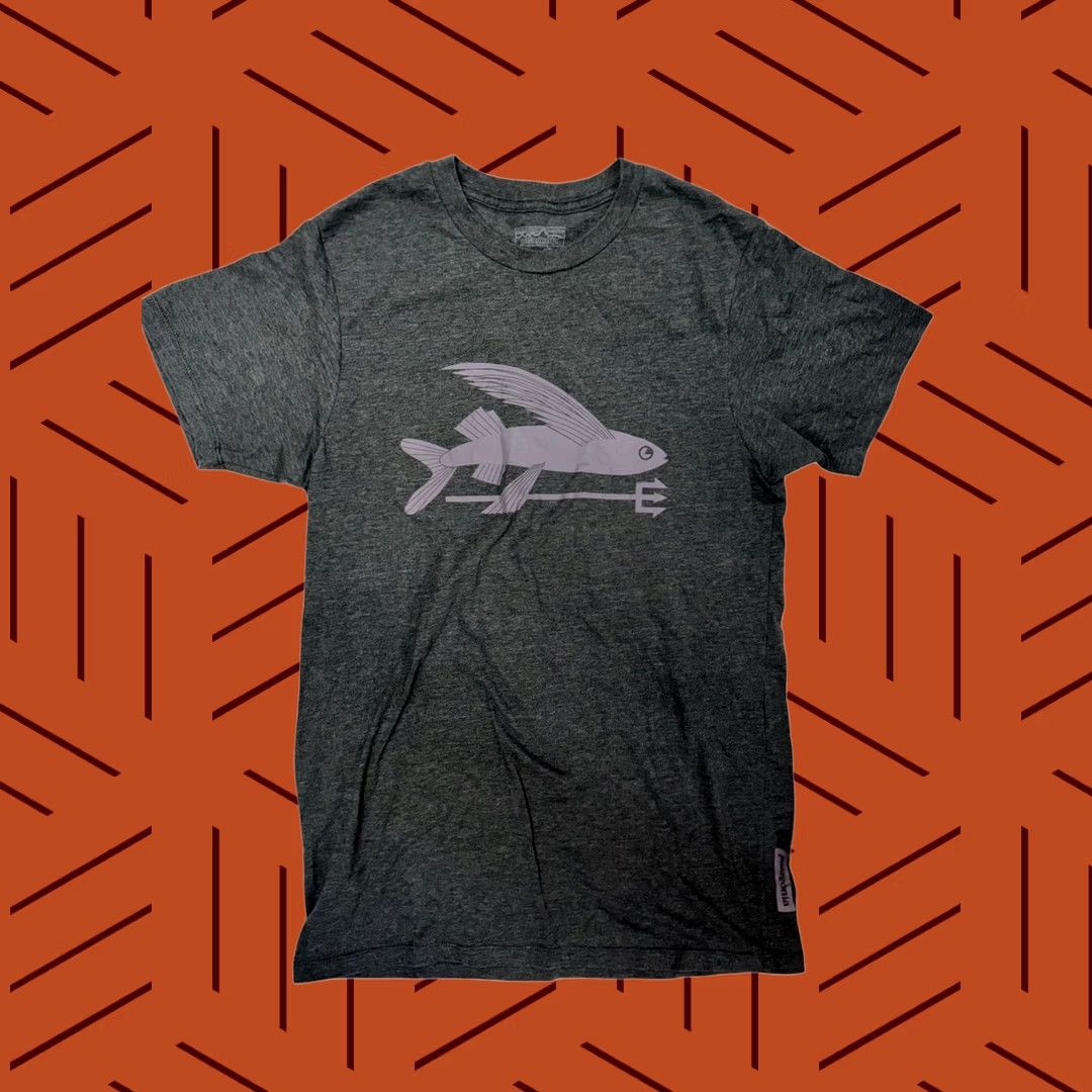 Patagonia Patagonia Men's S Slim Fit T-Shirt Dark Gray Flying Fish Trident Graphic Print Crew Neck Short Sleeve Womens? Size US S / EU 44-46 / 1 - 1 Thumbnail
