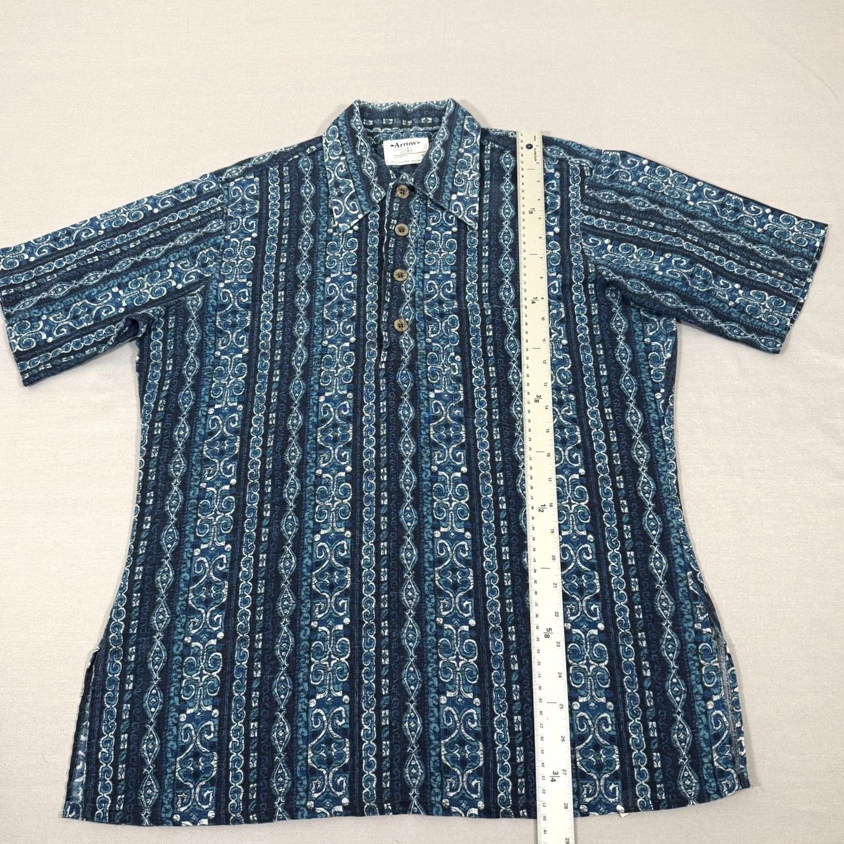 Arrow Vintage Arrow Striped Button-Up Shirt Mens Medium Blue Popover Size US M / EU 48-50 / 2 - 5 Thumbnail