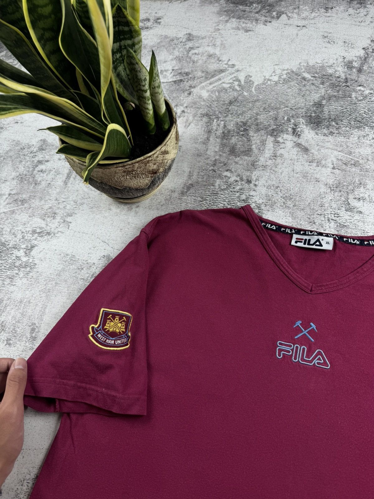 Fila West Ham 1999 2001 Fila Vintage Red Cotton XLarge Soccer Football T Shirt Jersey Size US XL / EU 56 / 4 - 9 Thumbnail