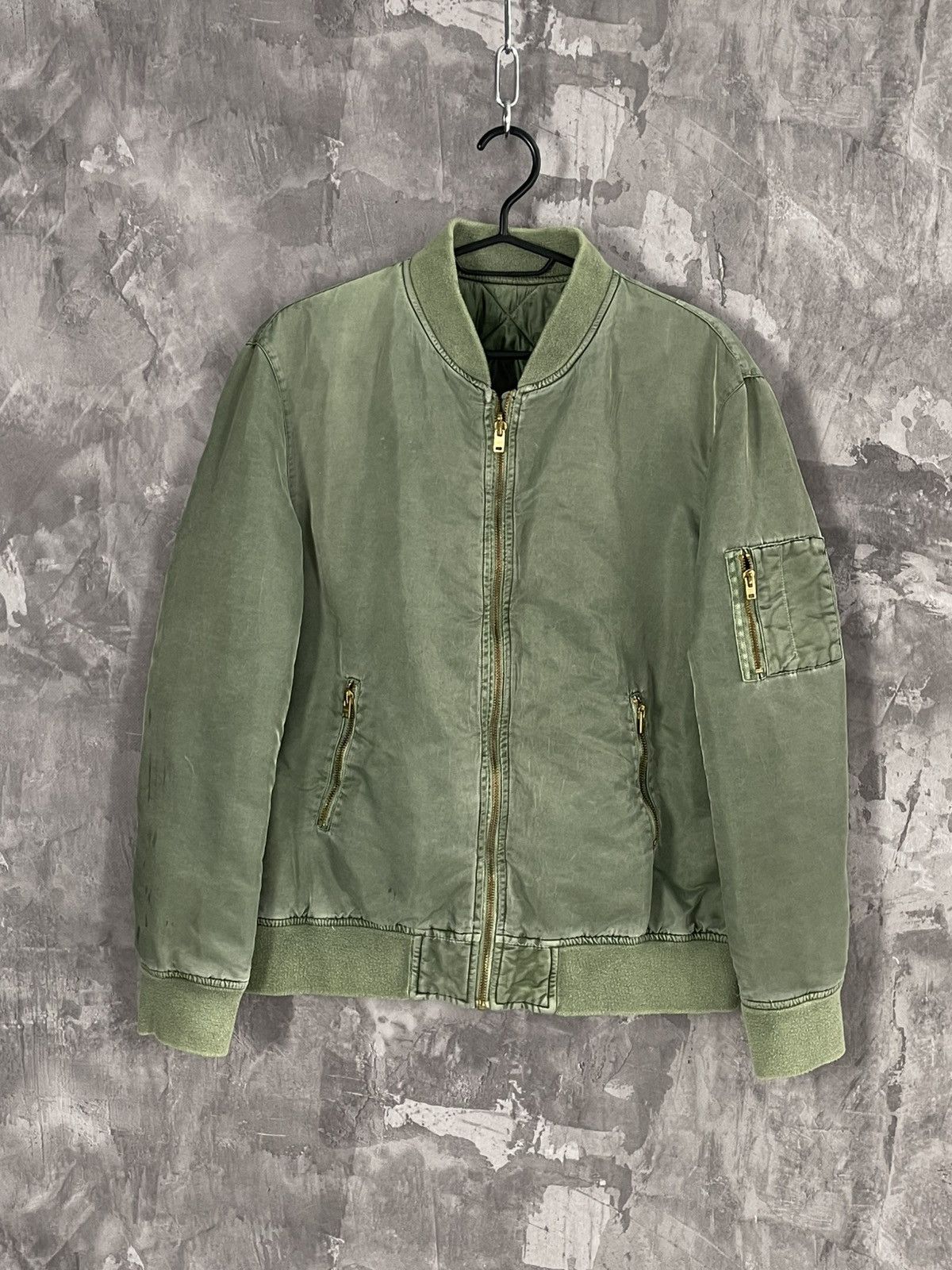 Designer × Japanese Brand Vintage Green MA-1 Reversible Cropped Bomber Jacket Size M / US 6-8 / IT 42-44 - 1 Thumbnail