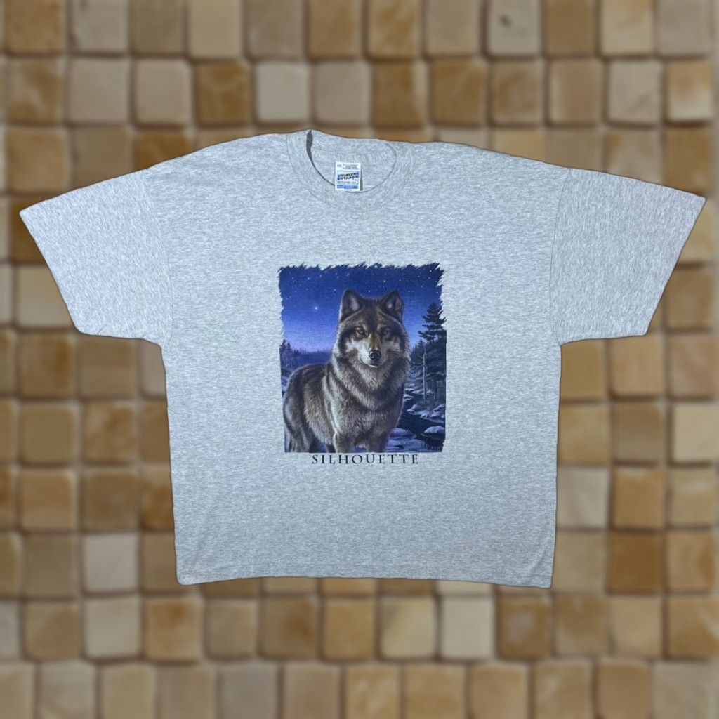 Vintage VINTAGE Screen Stars T-Shirt Wolf Graphic Print Grey XXL Mens Shirt Short Sleeve 1990s - 1999s Size US XXL / EU 58 / 5 - 1 Thumbnail