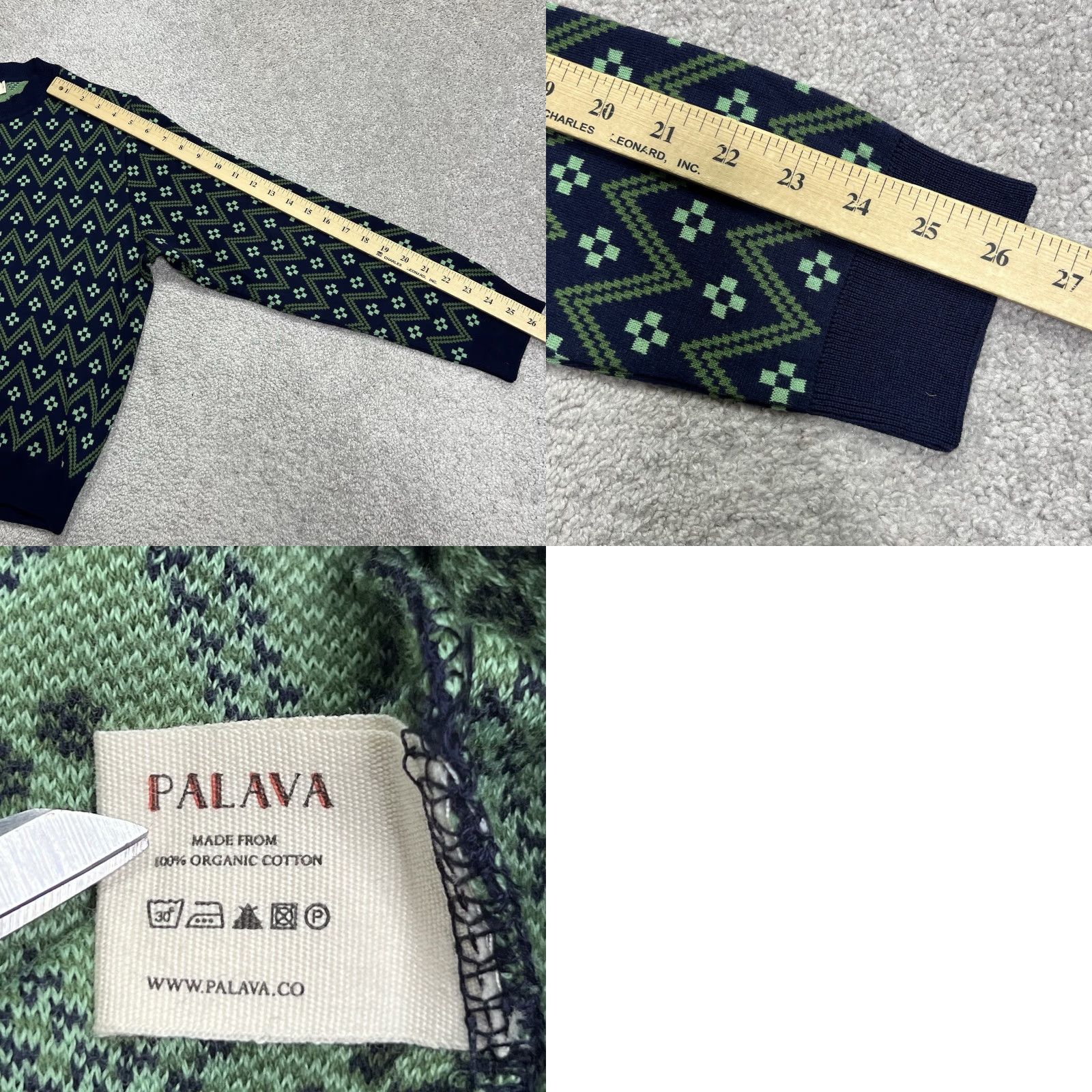 Vintage VINTAGE Palava Sweater Women’s Large Green Blue Knit Geometric Pullover Cotton Organic Size L / US 10 / IT 46 - 9 Thumbnail